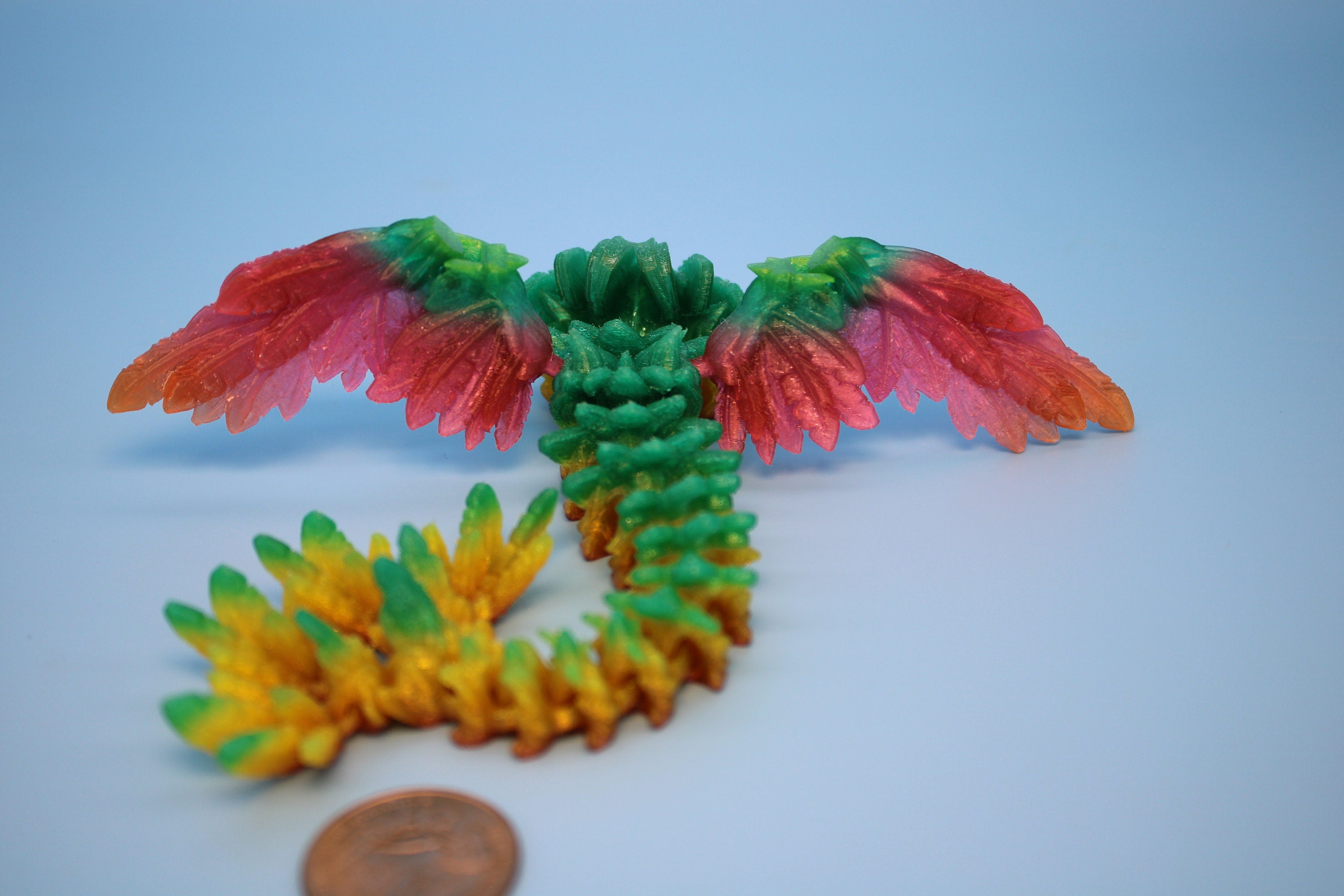 Baby Flying Serpent- Rainbow | 3D printed TPU | Flexible Miniature | 7 in.
