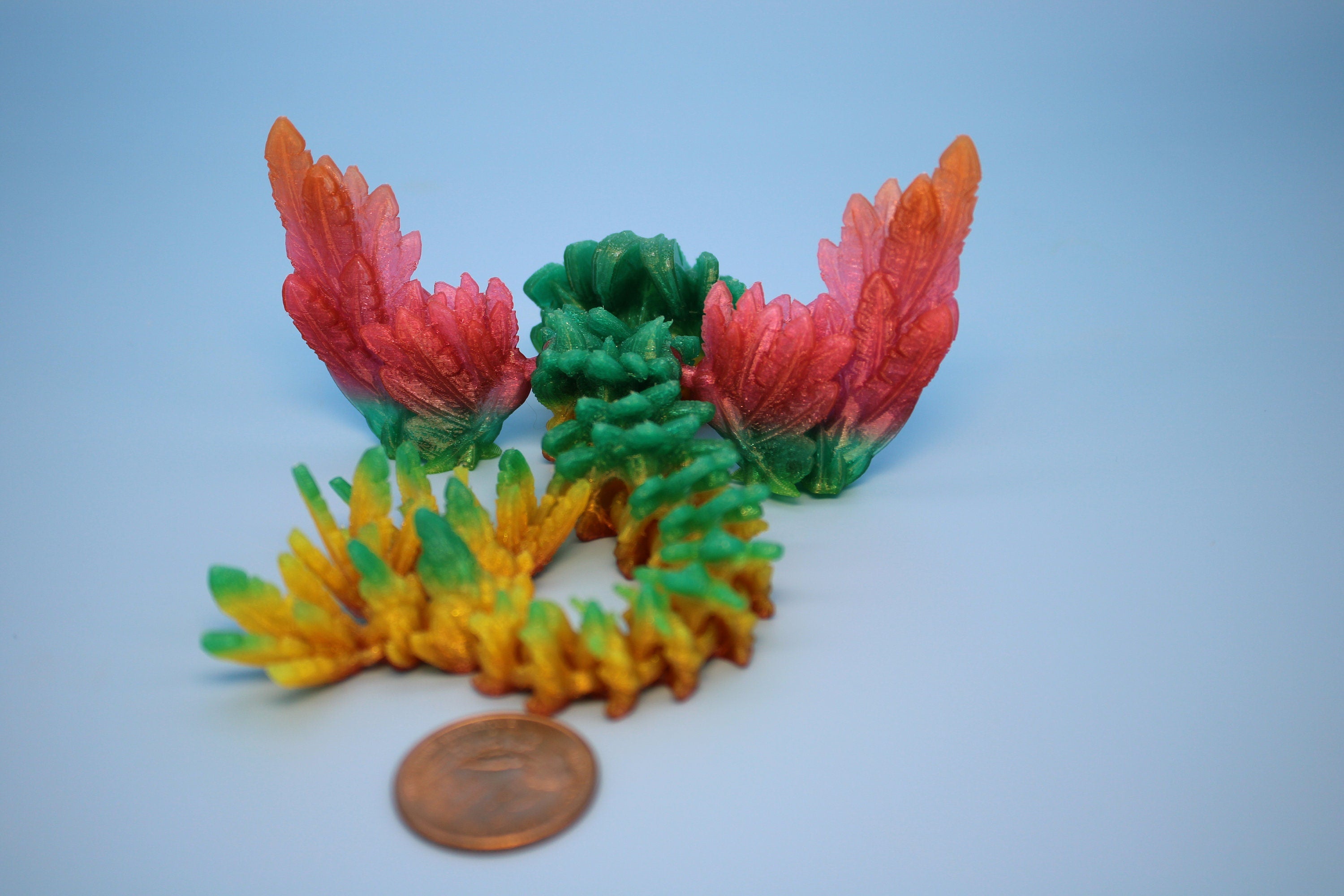 Baby Flying Serpent- Rainbow | 3D printed TPU | Flexible Miniature | 7 in.