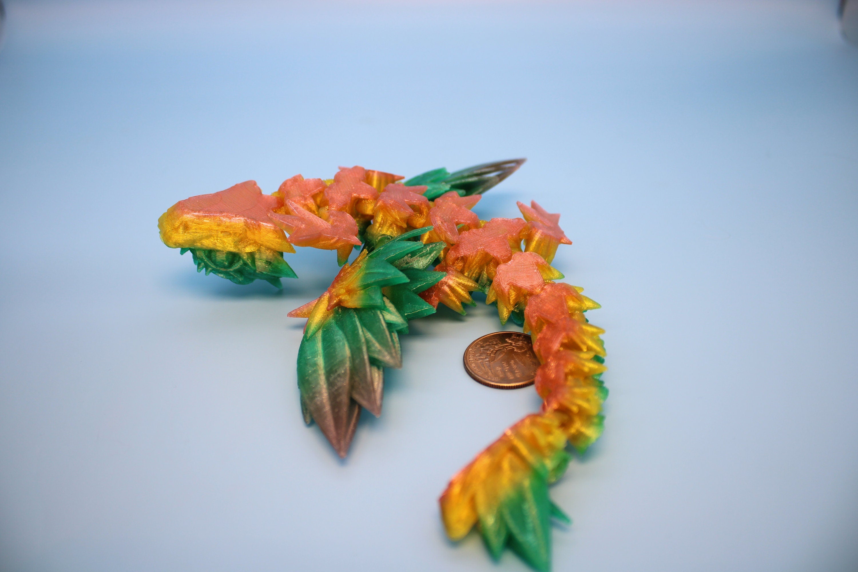 Baby Rose Wing Dragon | Rainbow | 3D Printed TPU | Fidget | Flexi Toy 8.5 in. | Stress Relief Gift