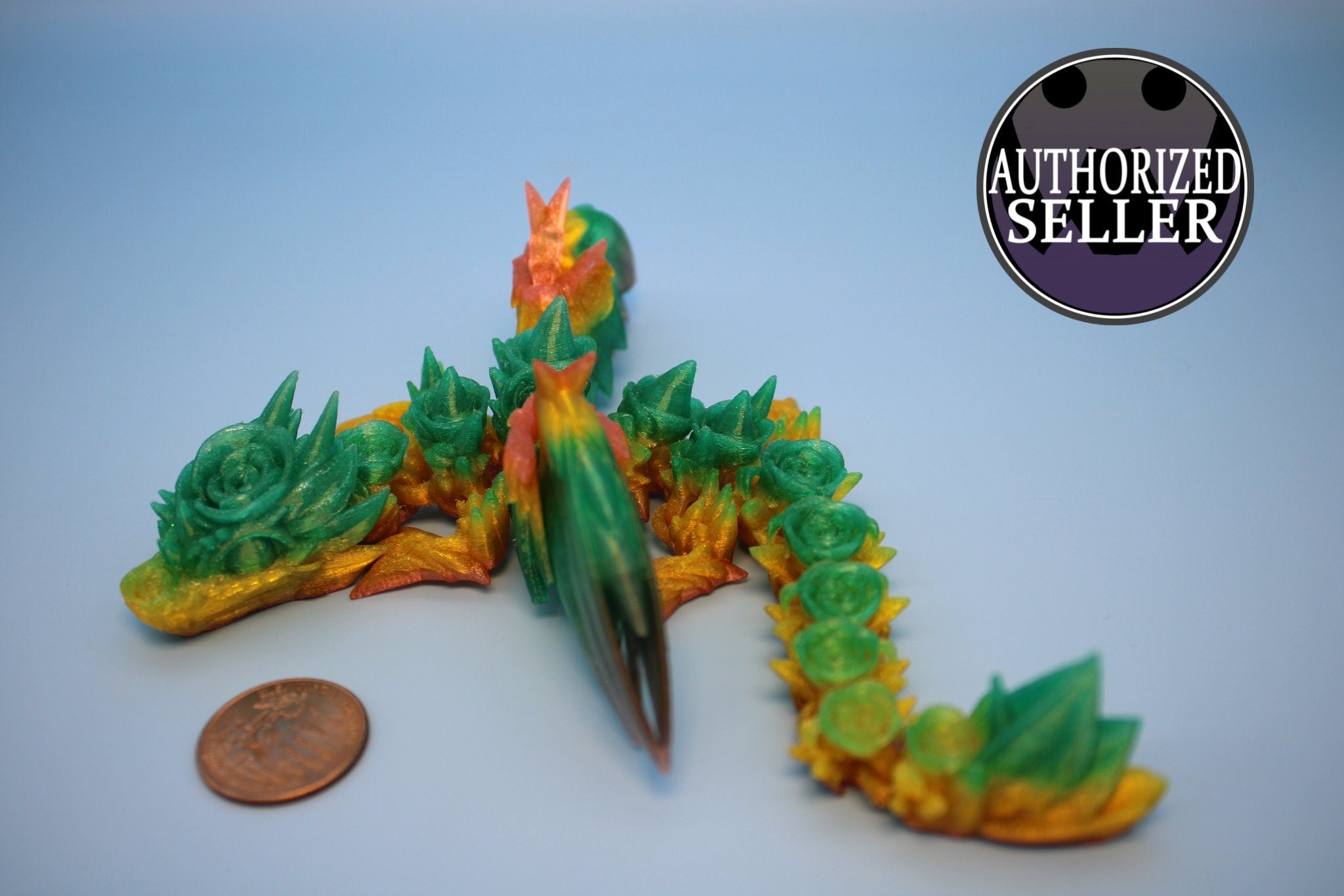 Baby Rose Wing Dragon | Rainbow | 3D Printed TPU | Fidget | Flexi Toy 8.5 in. | Stress Relief Gift