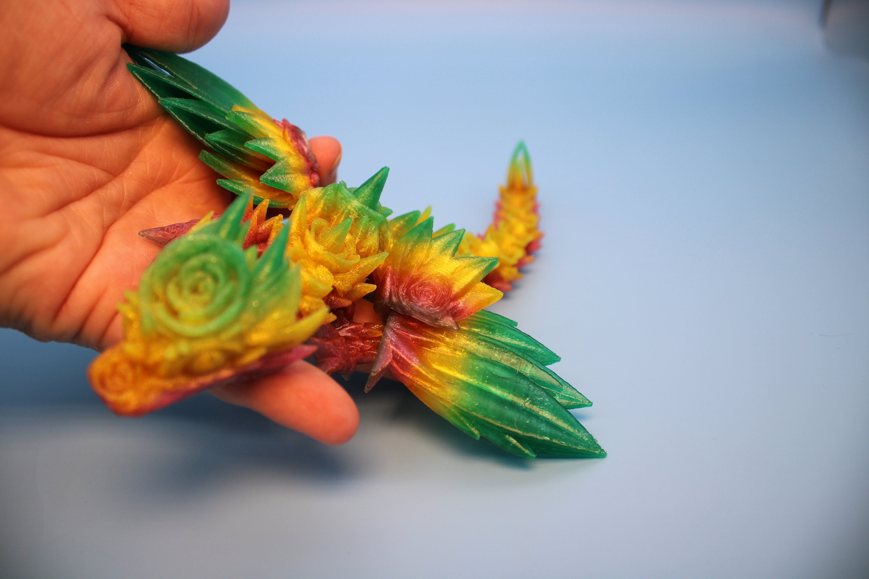 Baby Rose Wing Dragon | Rainbow | 3D Printed TPU | Fidget | Flexi Toy 8.5 in. | Stress Relief Gift