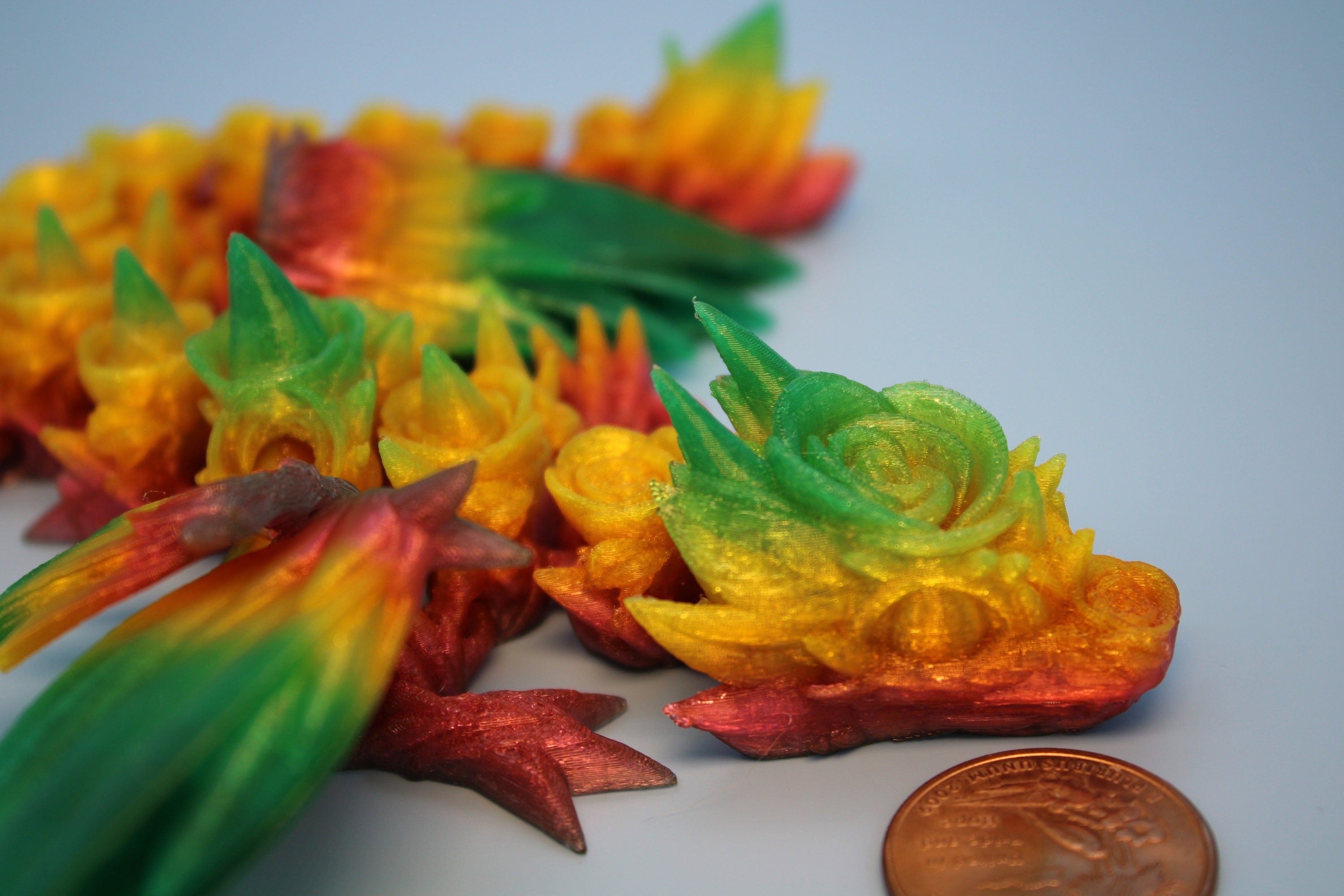 Baby Rose Wing Dragon | Rainbow | 3D Printed TPU | Fidget | Flexi Toy 8.5 in. | Stress Relief Gift