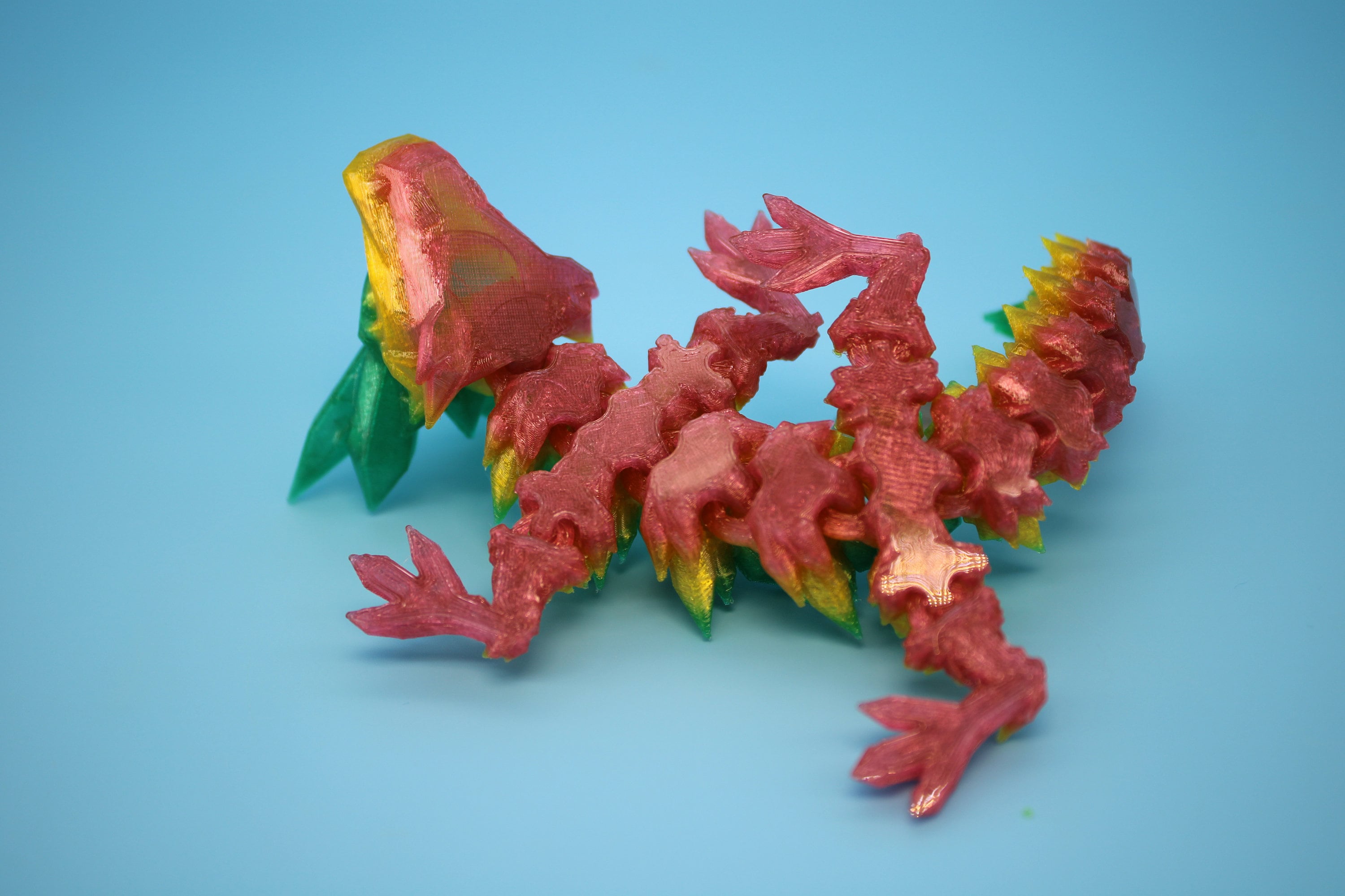 Baby Crystal Dragon- Rainbow | Flexible (TPU) | Miniature | 3D Printed | 7 in. | Dragon Buddy | Fidget Toy | Flexi Dragon.