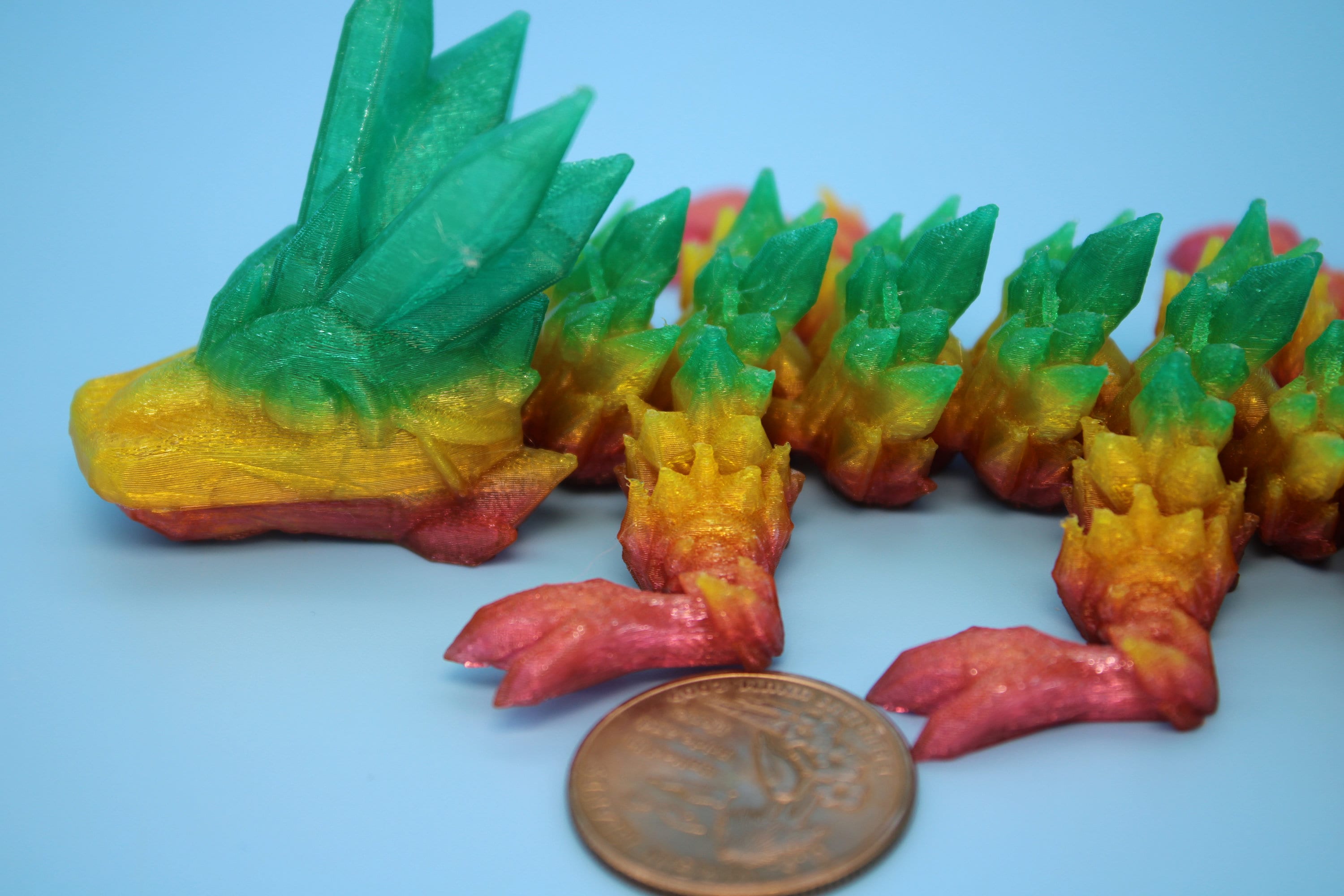 Baby Crystal Dragon- Rainbow | Flexible (TPU) | Miniature | 3D Printed | 7 in. | Dragon Buddy | Fidget Toy | Flexi Dragon.