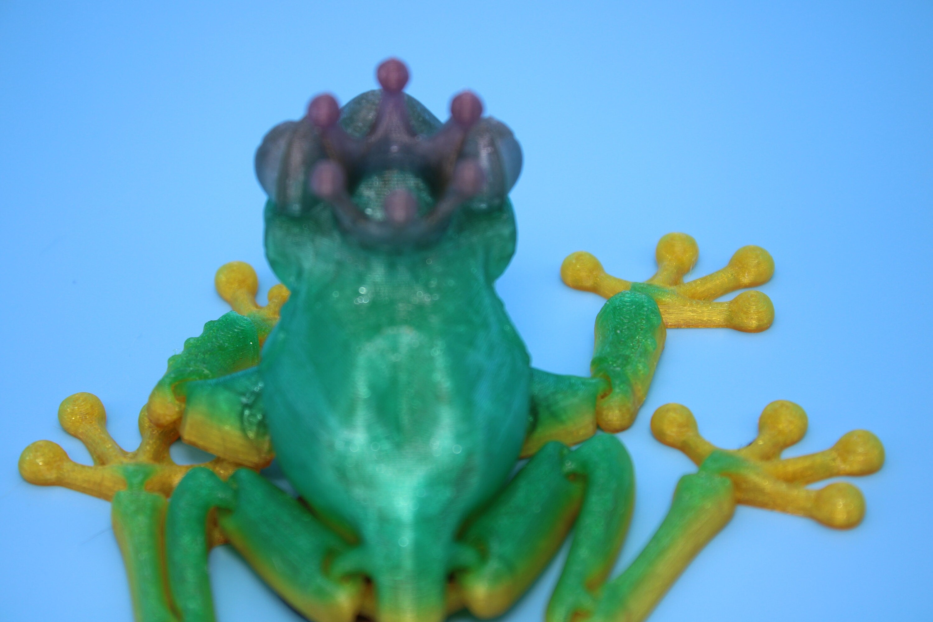 Prince Frog- Rainbow | Miniature | Cute Flexi Toy | Articulating Frog | 3D printed Unique Fidget | Desk Buddy