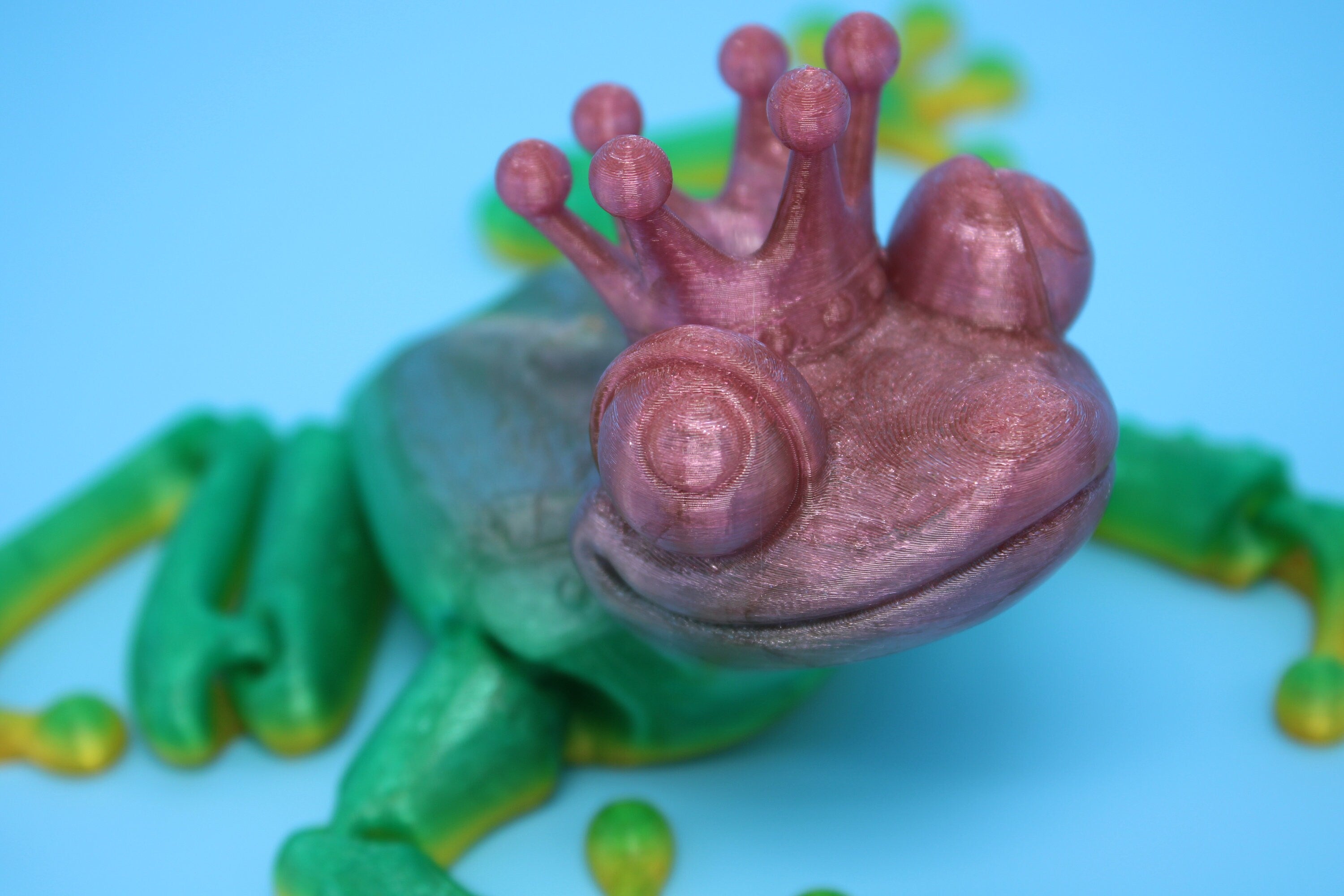 Prince Frog- Rainbow | Cute Flexi Toy | Articulating Frog | 3D printed Unique Fidget | Desk Buddy