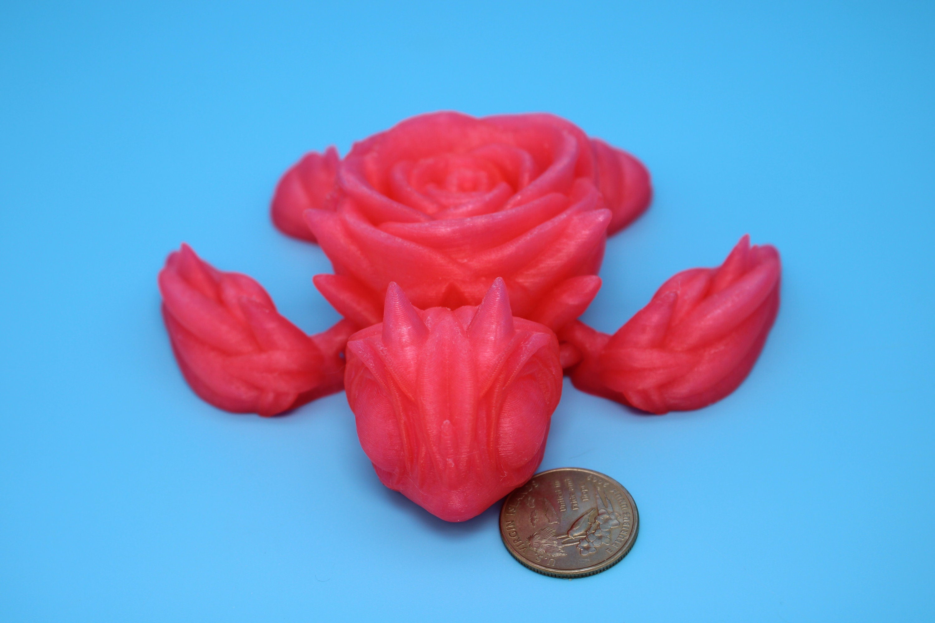 Pink Roseurtle | 3D Printed | Articulating Rose Turtle | Flexi, Fidget Toy. 4.5 inch. Great gift!
