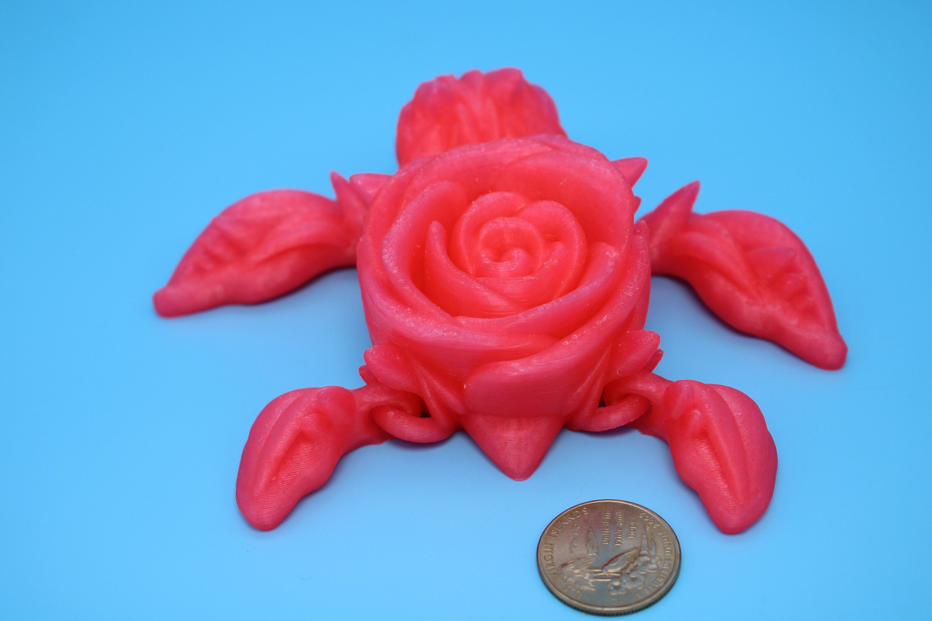 Pink Roseurtle | 3D Printed | Articulating Rose Turtle | Flexi, Fidget Toy. 4.5 inch. Great gift!