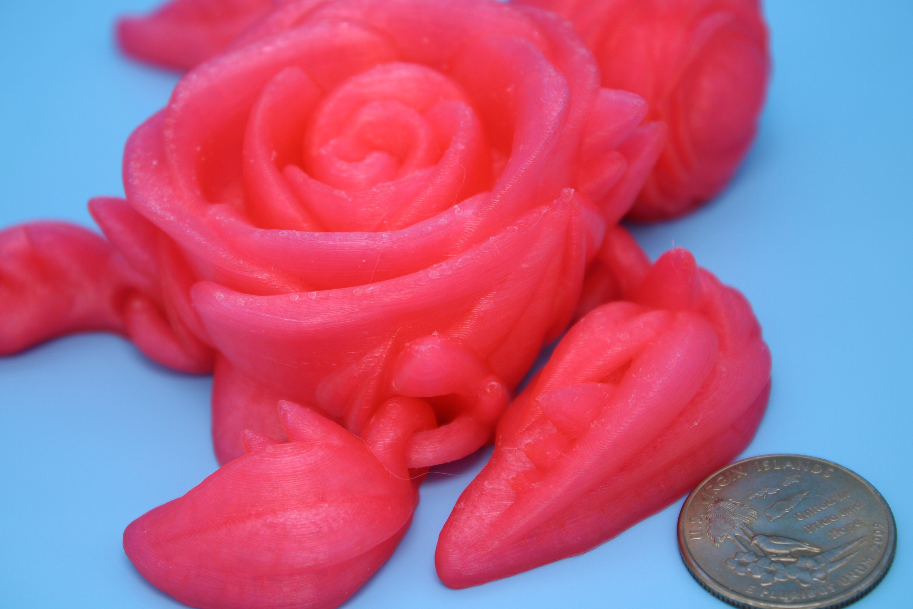 Pink Roseurtle | 3D Printed | Articulating Rose Turtle | Flexi, Fidget Toy. 4.5 inch. Great gift!