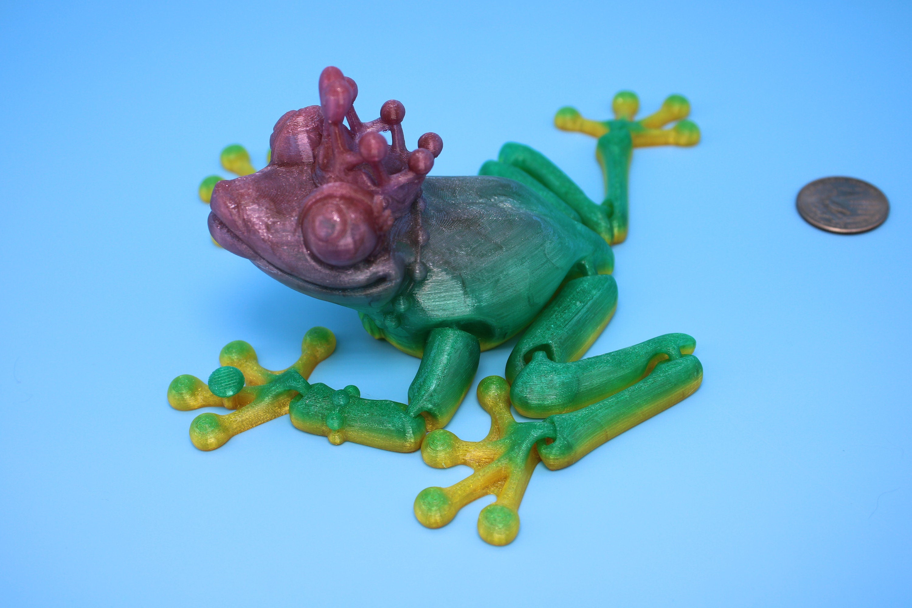 Rainbow Princess Frog | Flexible (TPU) | Cute Flexi Toy | Articulating Frog | 3D printed Unique Fidget | Desk Buddy