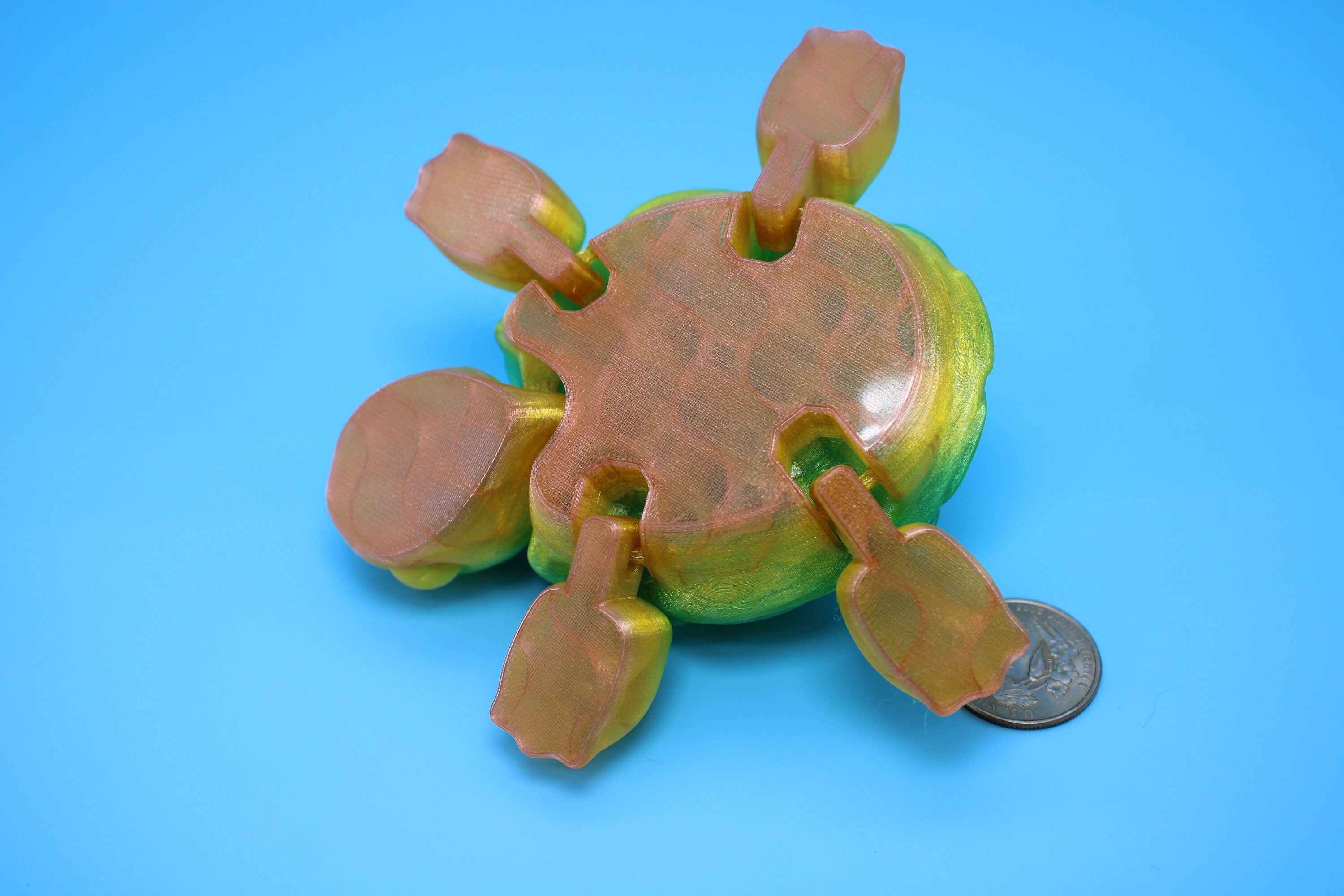 Turtle | Flexible (TPU) | 3D Printed Cute Turtle with Heart on Shell | Sensory Toy | Fidget Toy | Articulating Turtle.