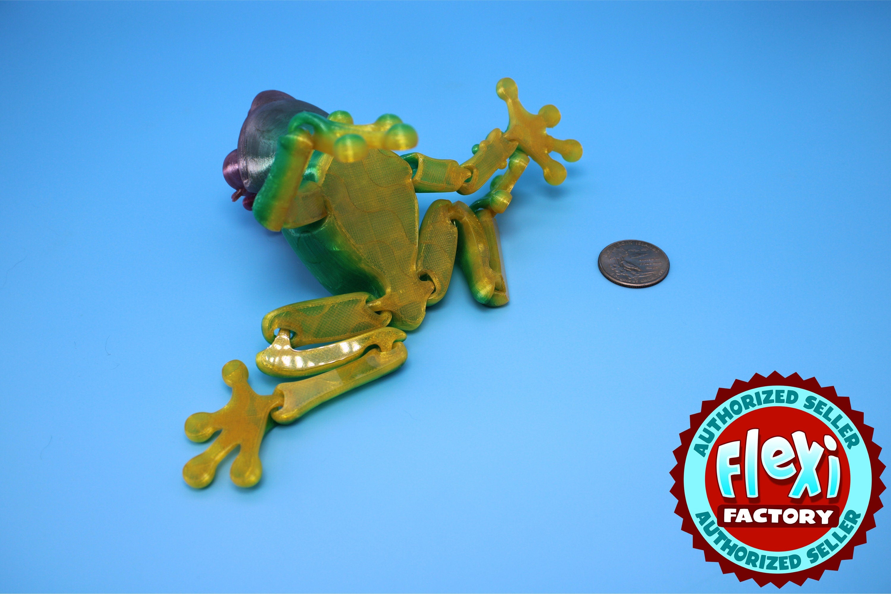 Rainbow Princess Frog | Flexible (TPU) | Cute Flexi Toy | Articulating Frog | 3D printed Unique Fidget | Desk Buddy