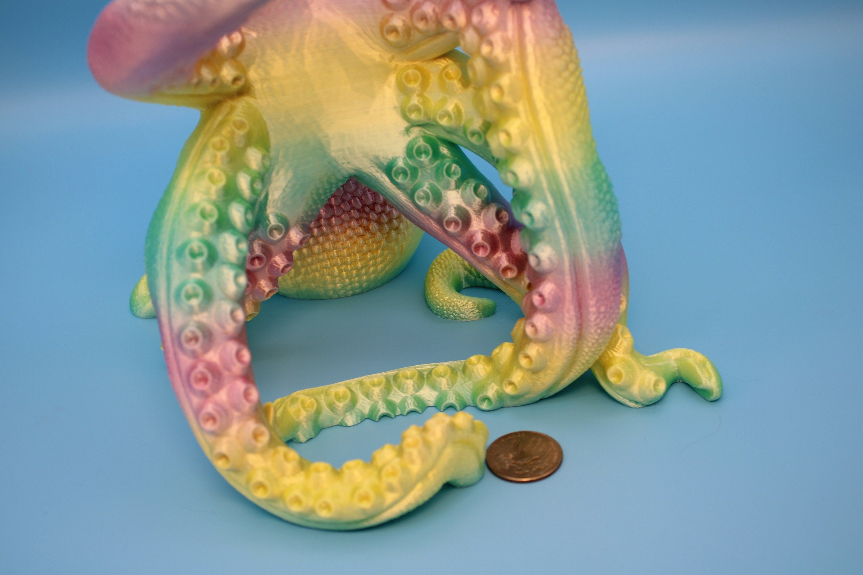 Rainbow Cute Octopus | Wine Bottle Holder | Bottle Display | 3D Printed Art | Holds Wine Bottles 750ml. standard size 9.5 in. circumference.