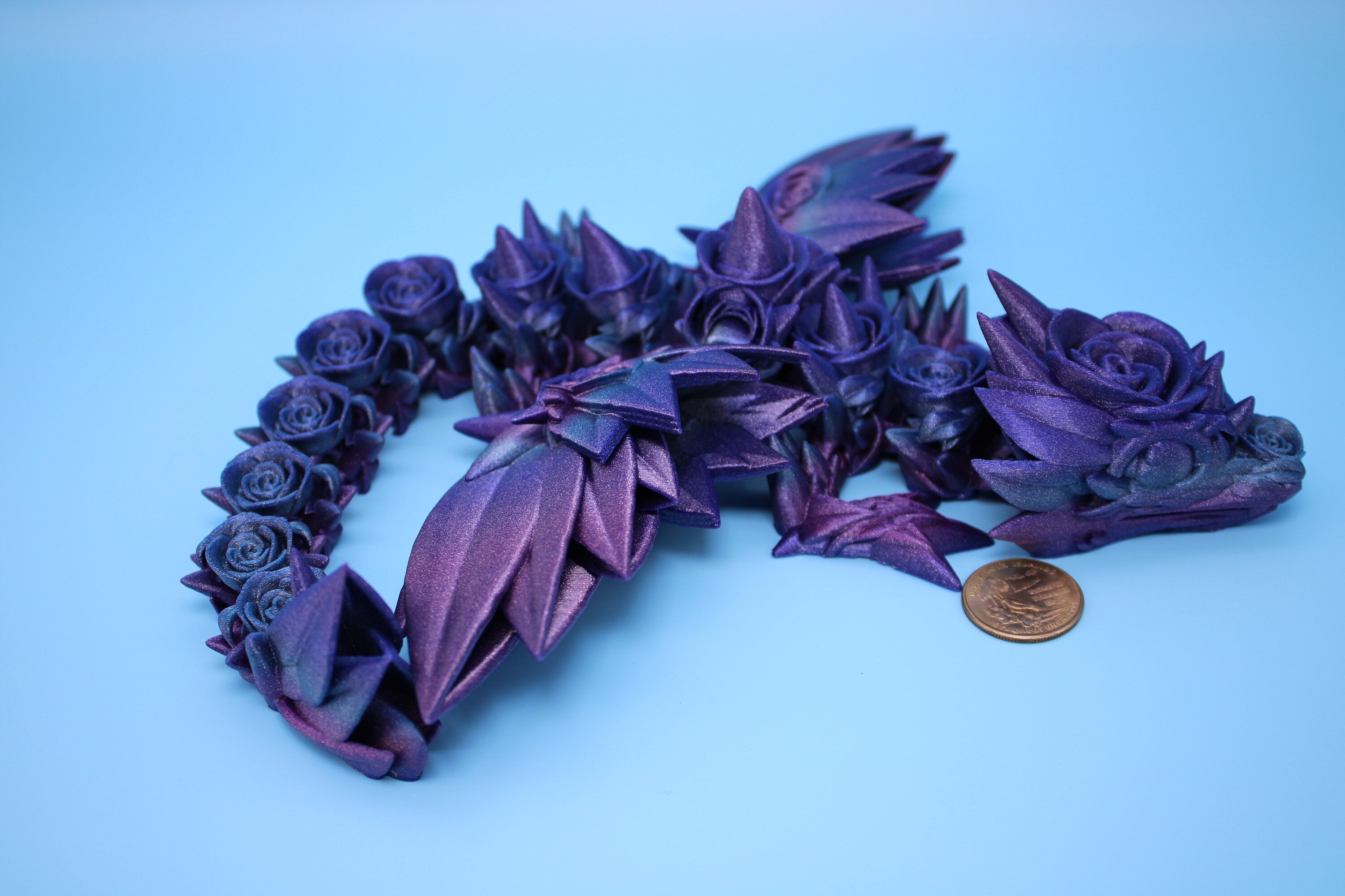 Baby Rose Wing Dragon | Rainbow | 3D printed articulating Toy Fidget | Flexi Toy 15 in. head to tail | Stress Relief Gift