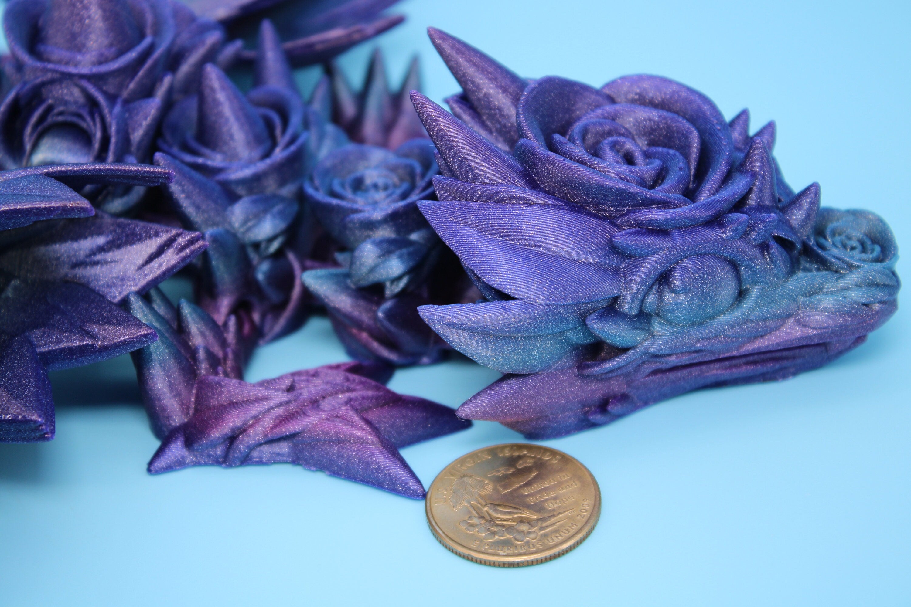 Baby Rose Wing Dragon | Rainbow | 3D printed articulating Toy Fidget | Flexi Toy 15 in. head to tail | Stress Relief Gift