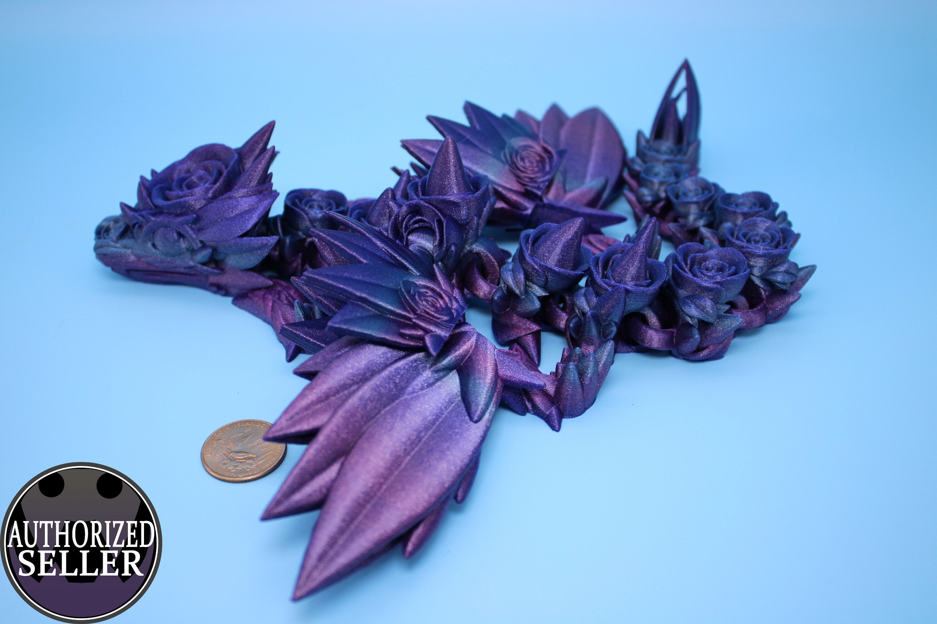 Baby Rose Wing Dragon | Rainbow | 3D printed articulating Toy Fidget | Flexi Toy 15 in. head to tail | Stress Relief Gift
