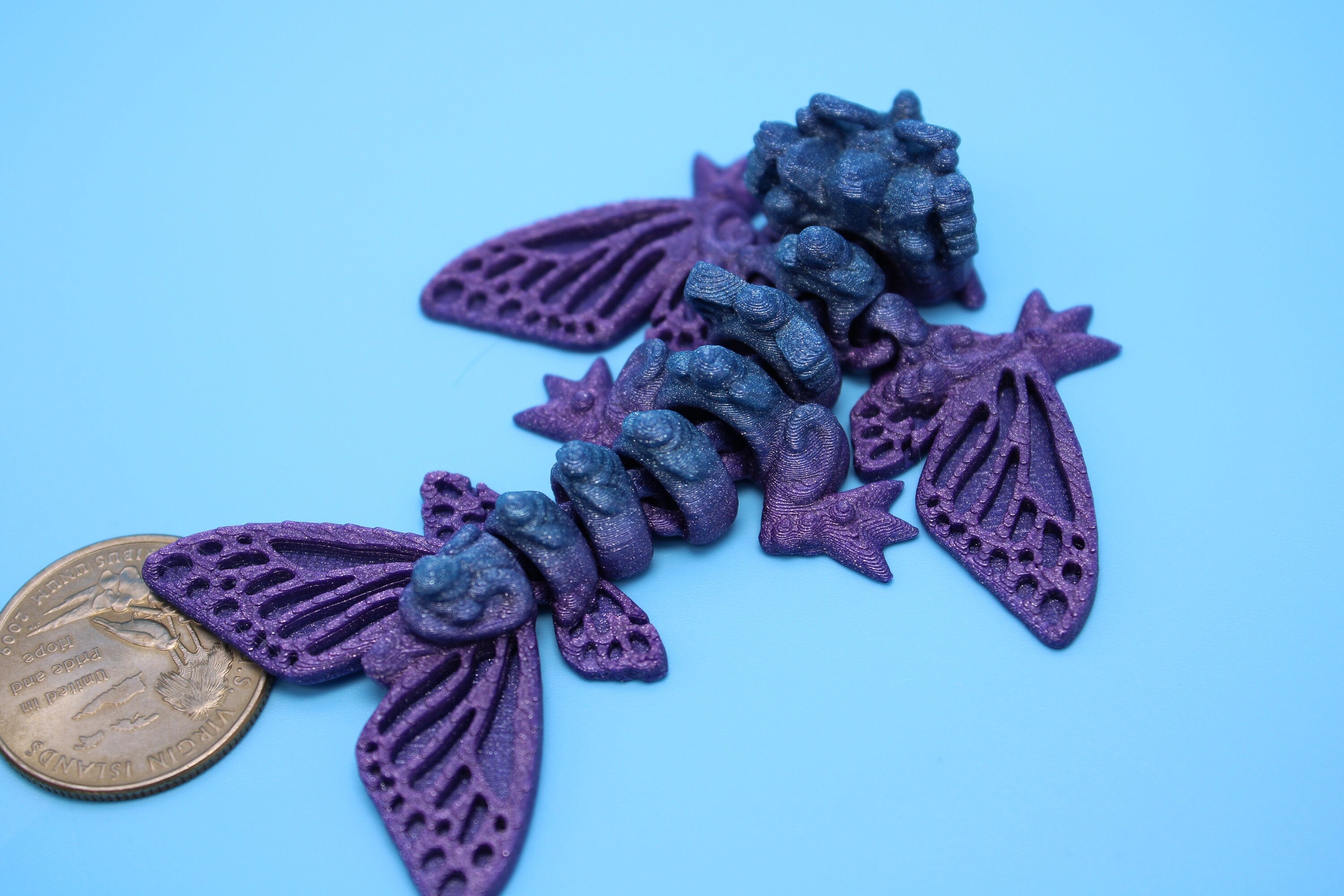 Butterfly Wyvern | Miniature | 3D Printed | Wyvern Dragon | 3.25 in. | Dragon Toy | Fidget Toy | Flexi Dragon.