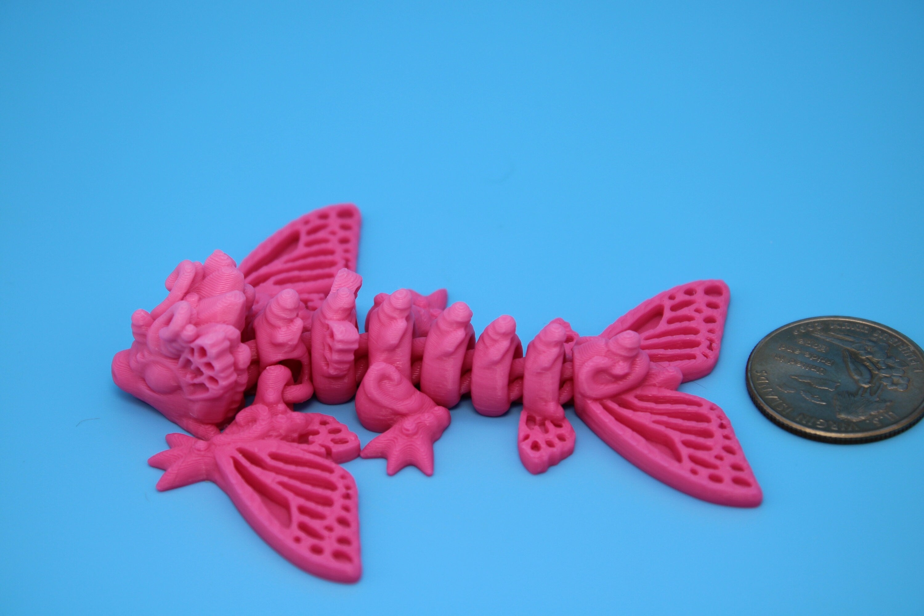 Butterfly Wyvern | Miniature | 3D Printed | Wyvern Dragon | 3.25 in. | Dragon Toy | Fidget Toy | Flexi Dragon.