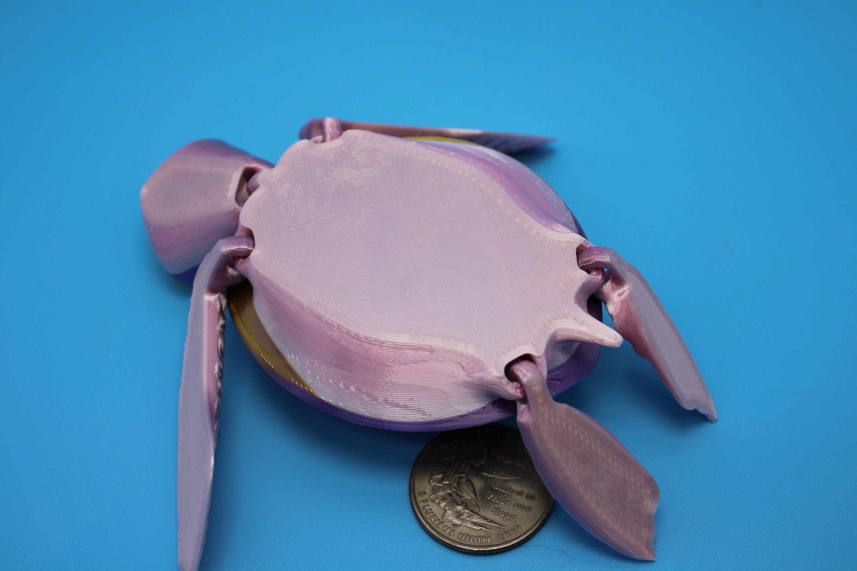 Turtle- Pink & Gold | Cute Flexi Toy | Articulating Turtle | 3D printed 4.75 in.