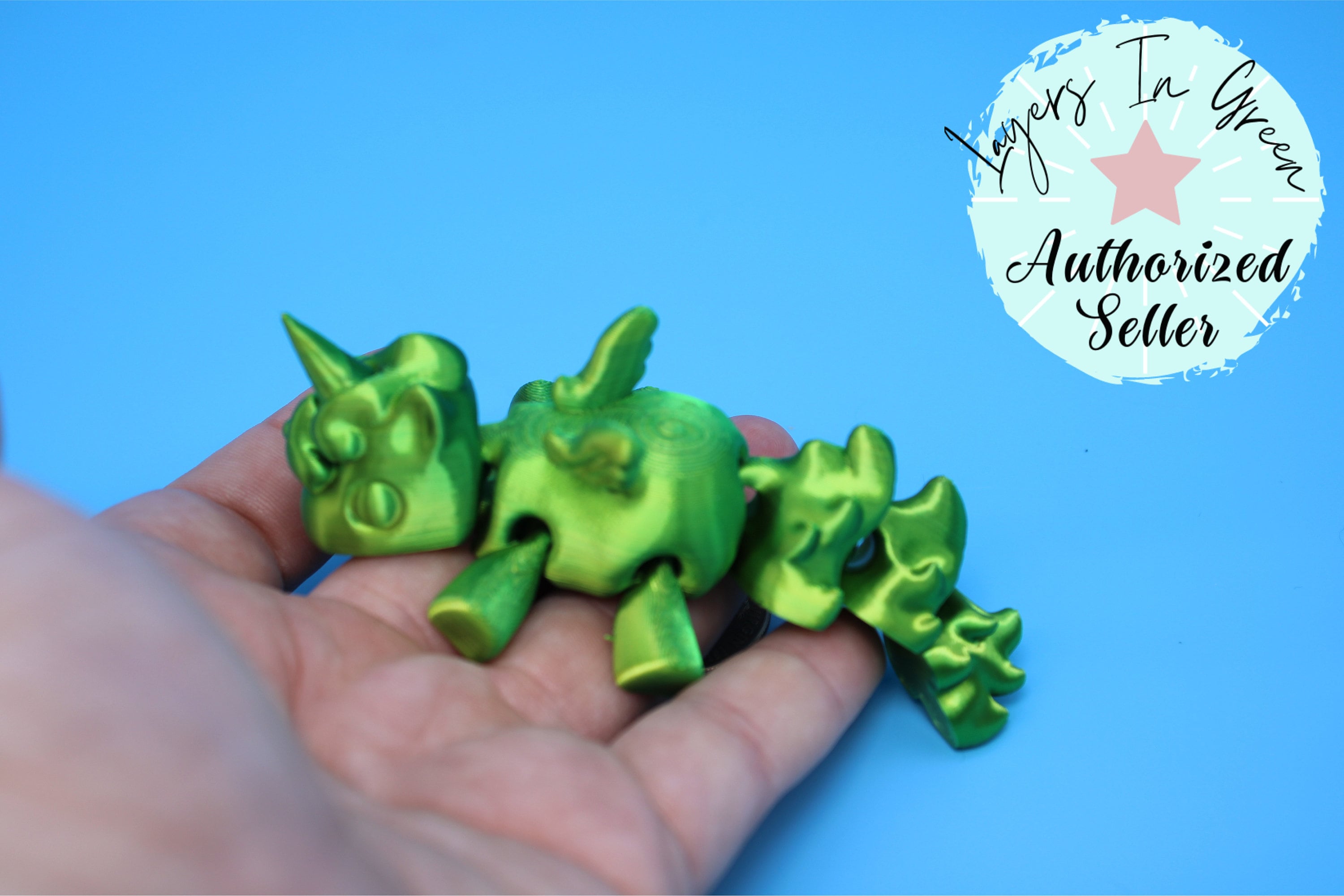 Unicorn with Wings-Green | 3D Printed Miniature | Cute Unicorn | Sensory Toy | Fidget Toy | Articulating Unicorn.