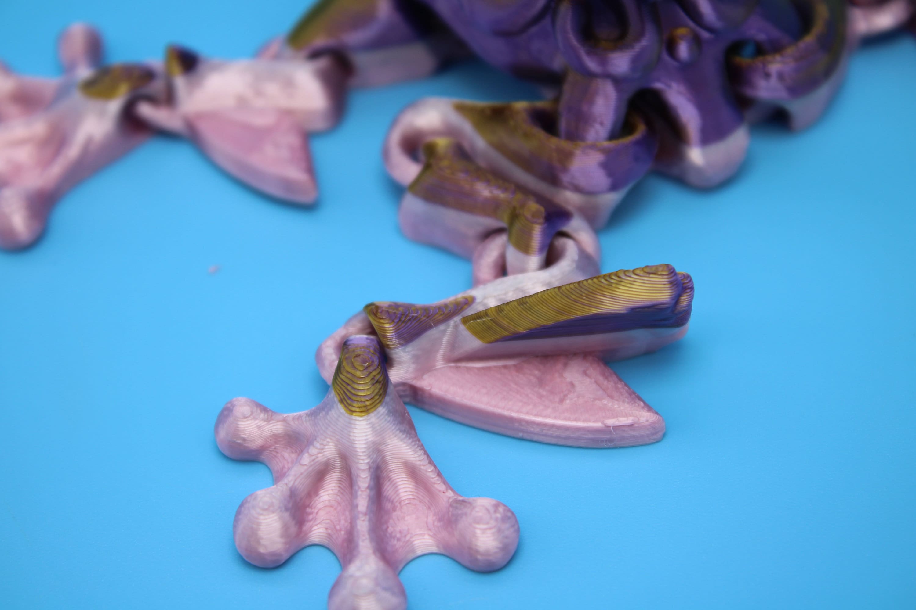 Butterfly Frog-Pink & Gold | 3D Printed | Flutter Frog | Fidget Toy | Articulating Frog.