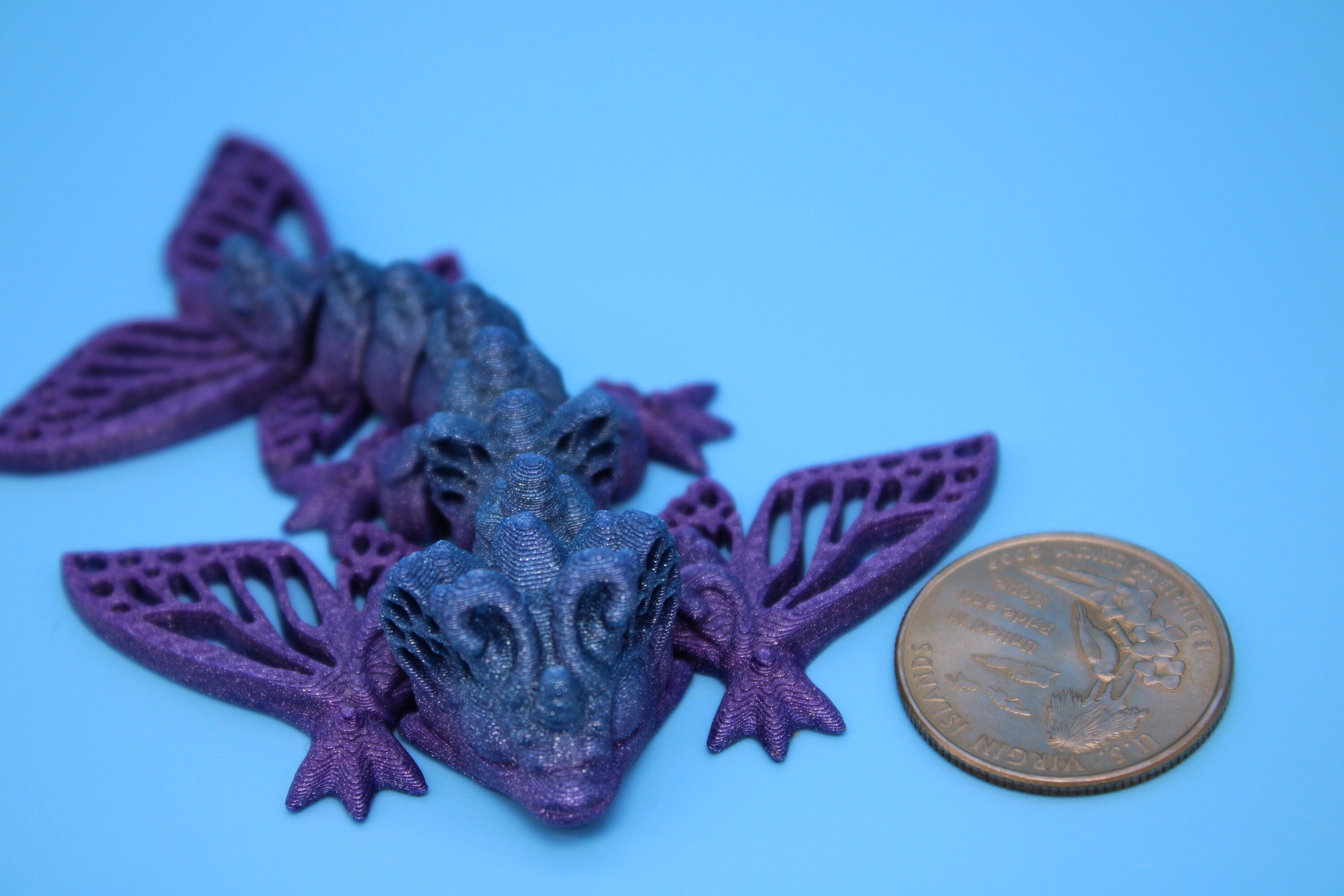 Butterfly Wyvern | Miniature | 3D Printed | Wyvern Dragon | 3.25 in. | Dragon Toy | Fidget Toy | Flexi Dragon.