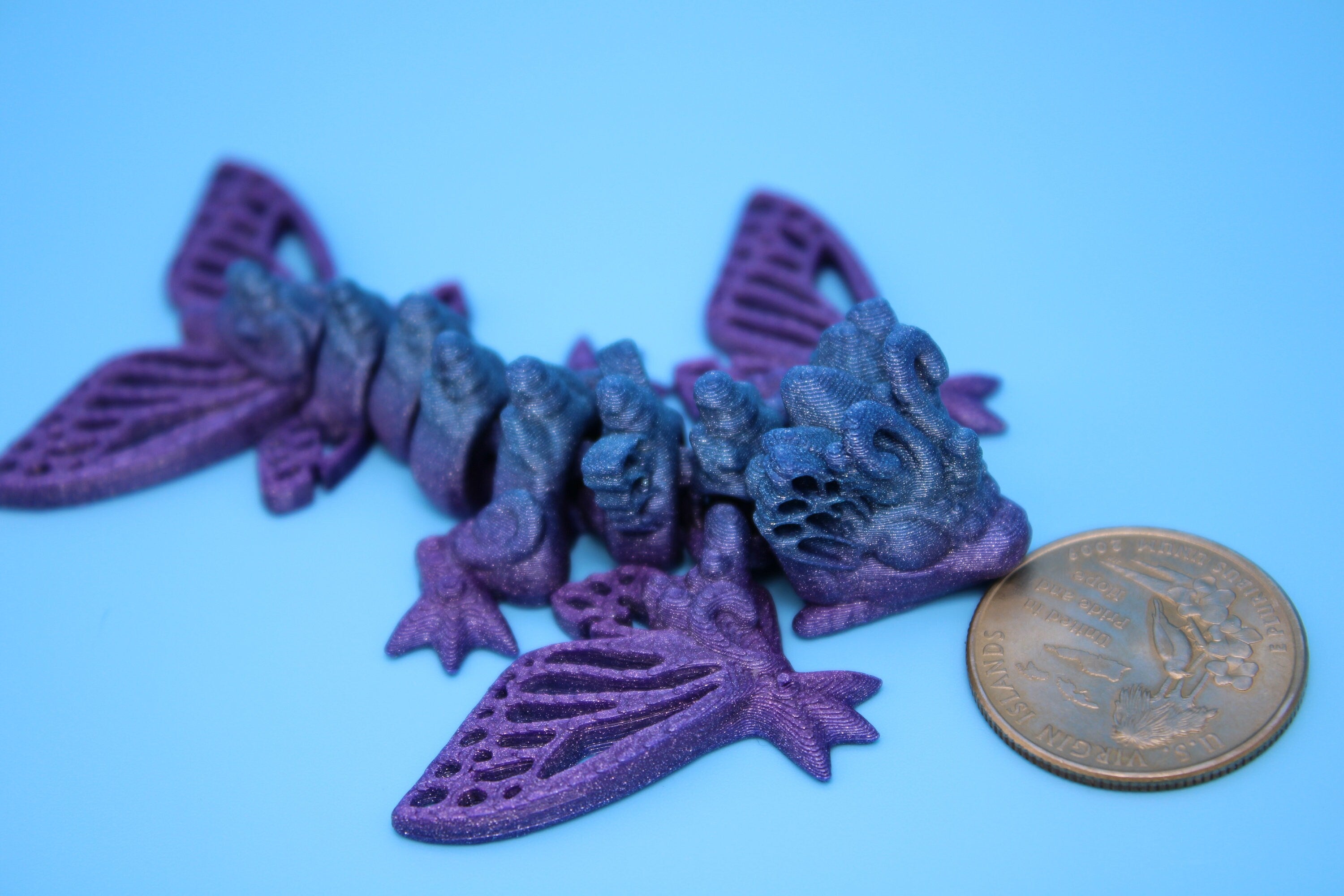 Butterfly Wyvern | Miniature | 3D Printed | Wyvern Dragon | 3.25 in. | Dragon Toy | Fidget Toy | Flexi Dragon.