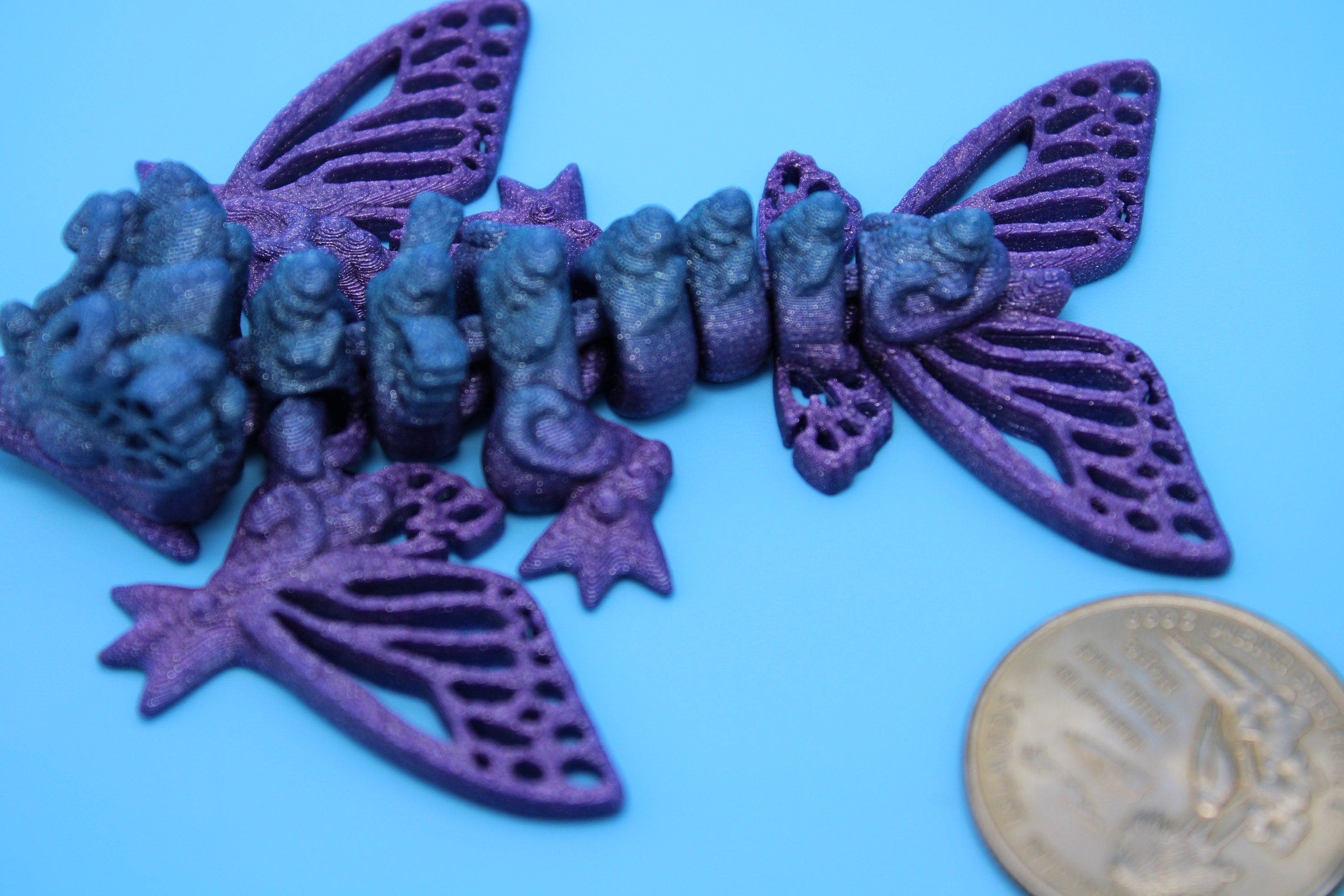 Butterfly Wyvern | Miniature | 3D Printed | Wyvern Dragon | 3.25 in. | Dragon Toy | Fidget Toy | Flexi Dragon.