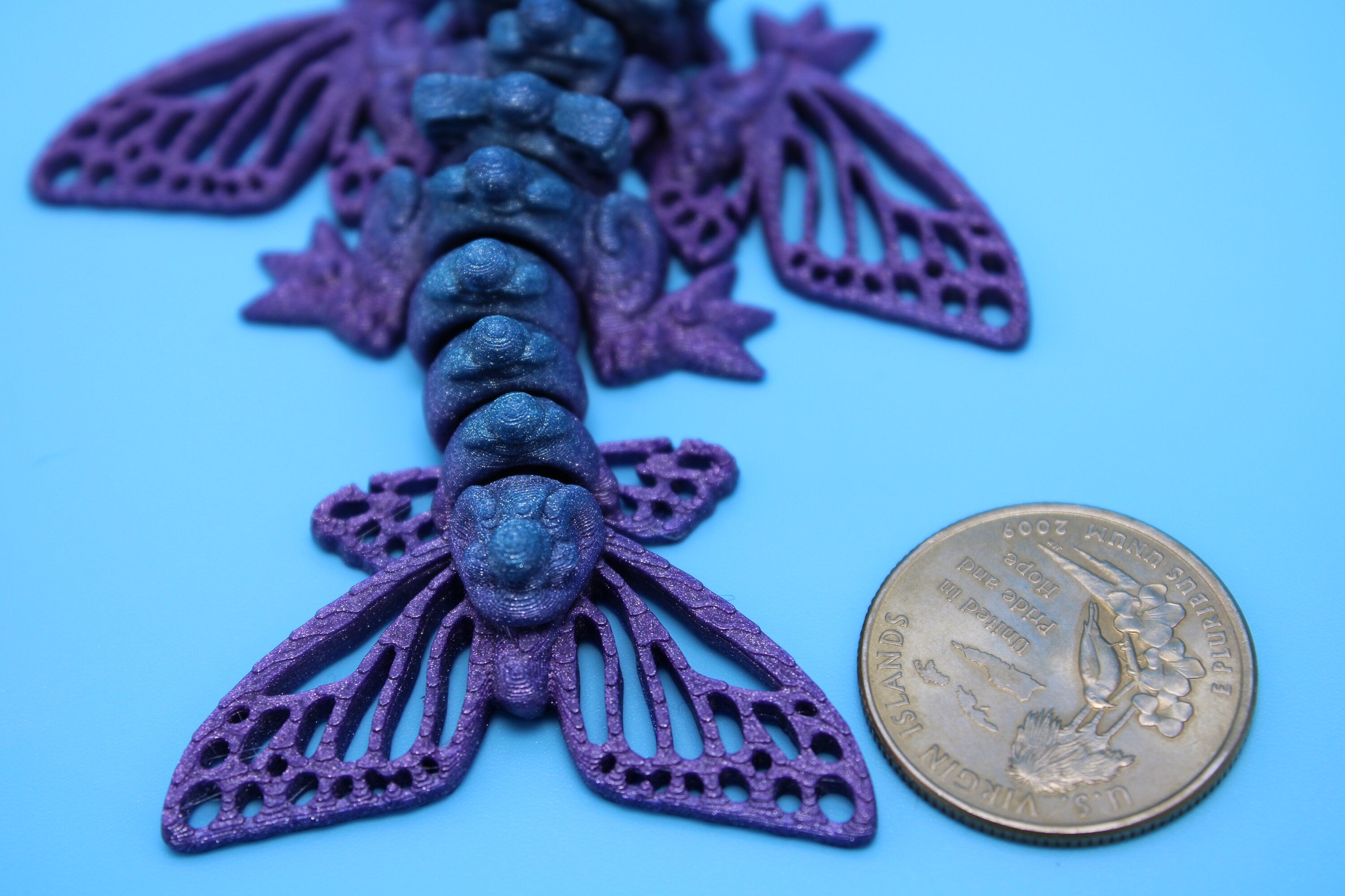 Butterfly Wyvern | Miniature | 3D Printed | Wyvern Dragon | 3.25 in. | Dragon Toy | Fidget Toy | Flexi Dragon.