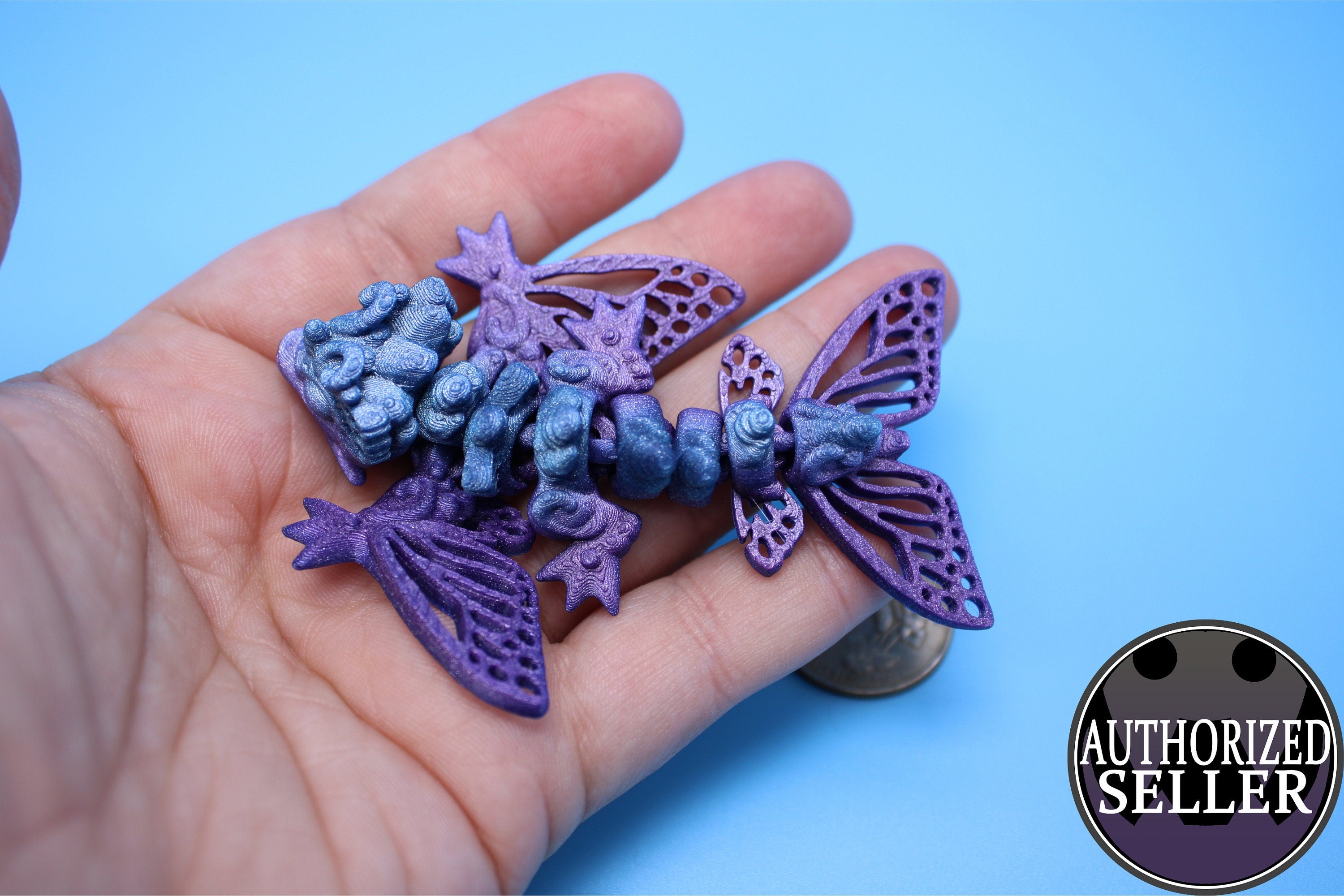 Butterfly Wyvern | Miniature | 3D Printed | Wyvern Dragon | 3.25 in. | Dragon Toy | Fidget Toy | Flexi Dragon.