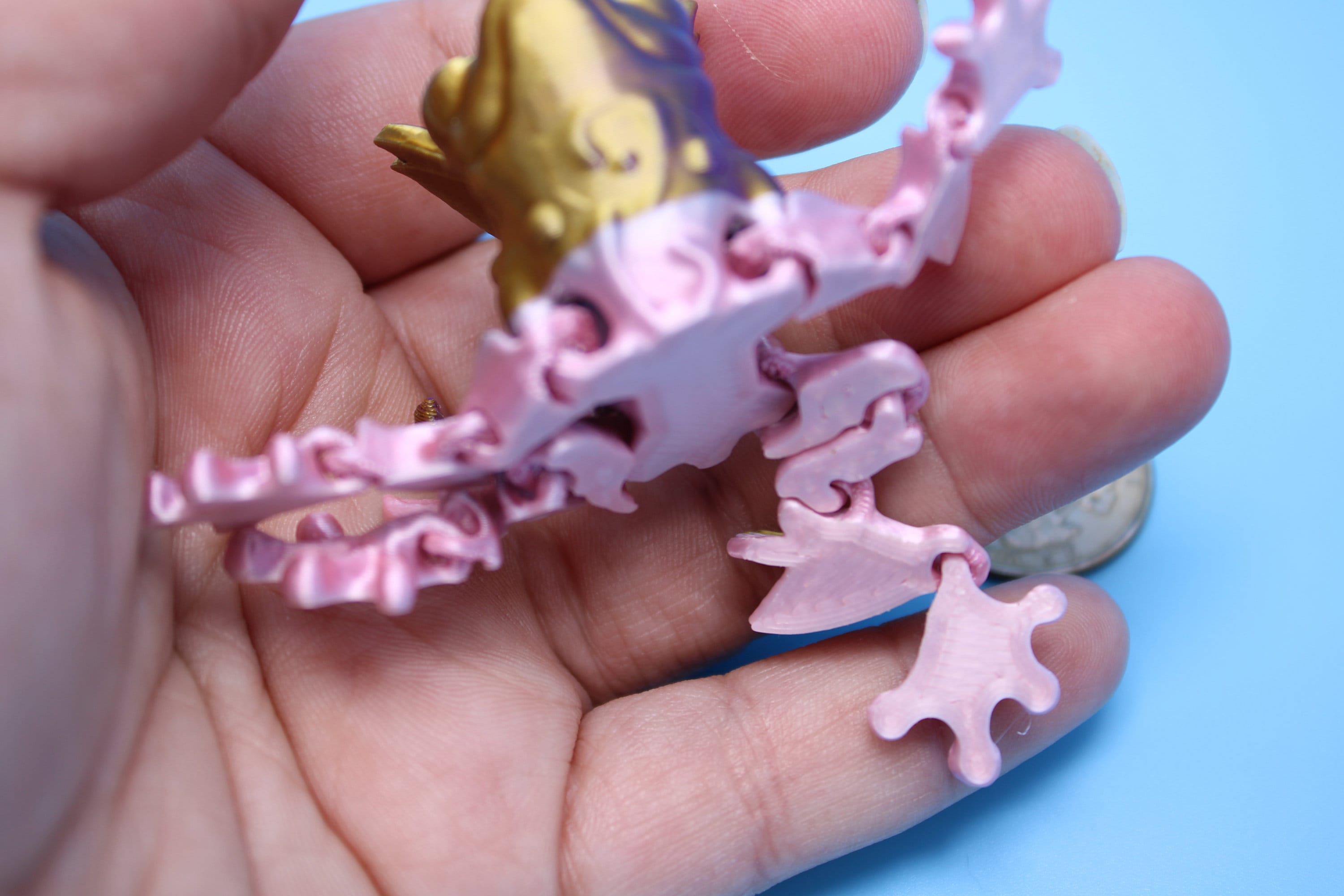 Butterfly Frog-Pink & Gold | 3D Printed Miniature | Flutter Frog | Fidget Toy | Articulating Frog.