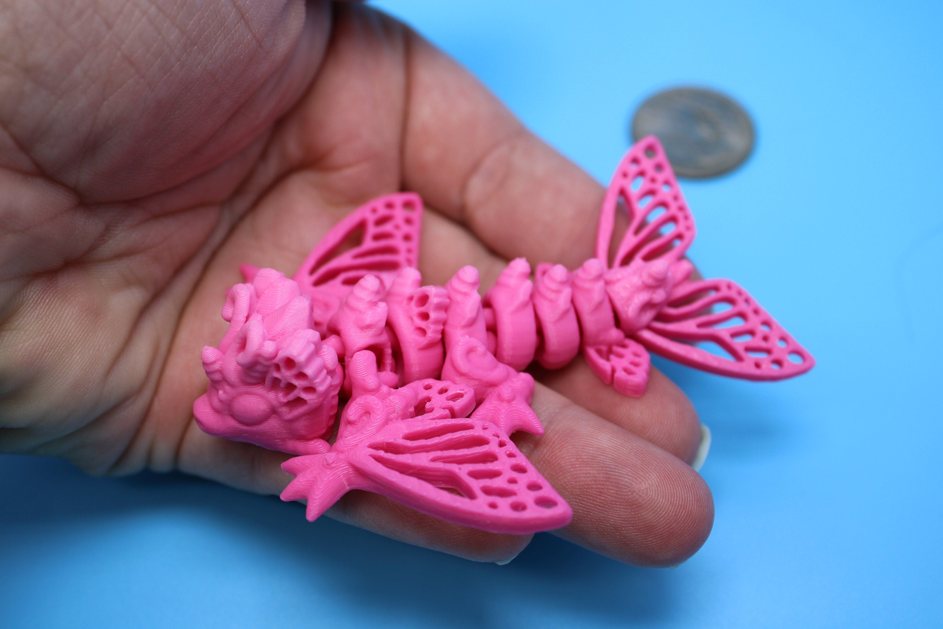 Butterfly Wyvern | Miniature | 3D Printed | Wyvern Dragon | 3.25 in. | Dragon Toy | Fidget Toy | Flexi Dragon.