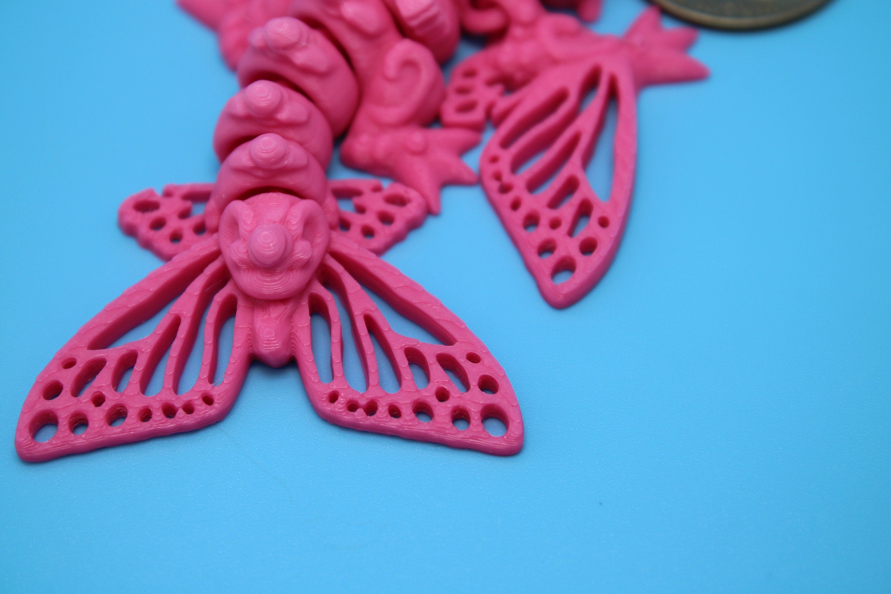 Butterfly Wyvern | Miniature | 3D Printed | Wyvern Dragon | 3.25 in. | Dragon Toy | Fidget Toy | Flexi Dragon.
