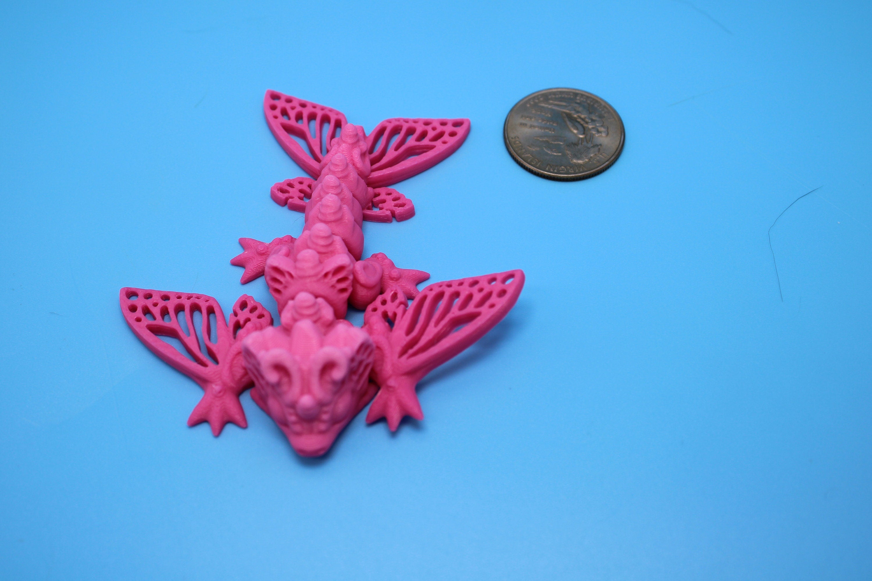 Butterfly Wyvern | Miniature | 3D Printed | Wyvern Dragon | 3.25 in. | Dragon Toy | Fidget Toy | Flexi Dragon.