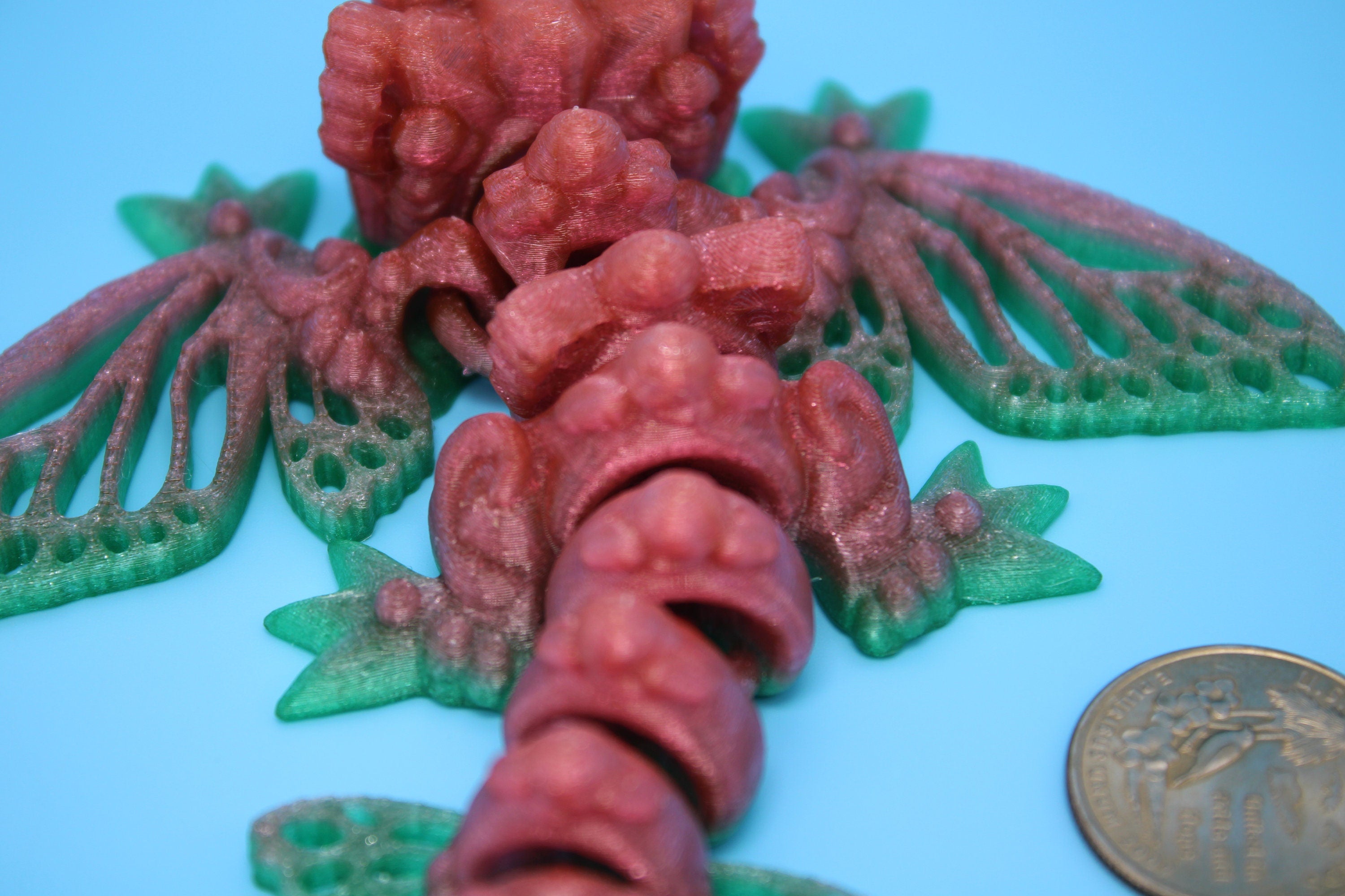 Butterfly Wyvern | 3D Printed TPU | Wyvern Dragon | 3.25 in. | Dragon Toy | Fidget Toy | Flexi Dragon.