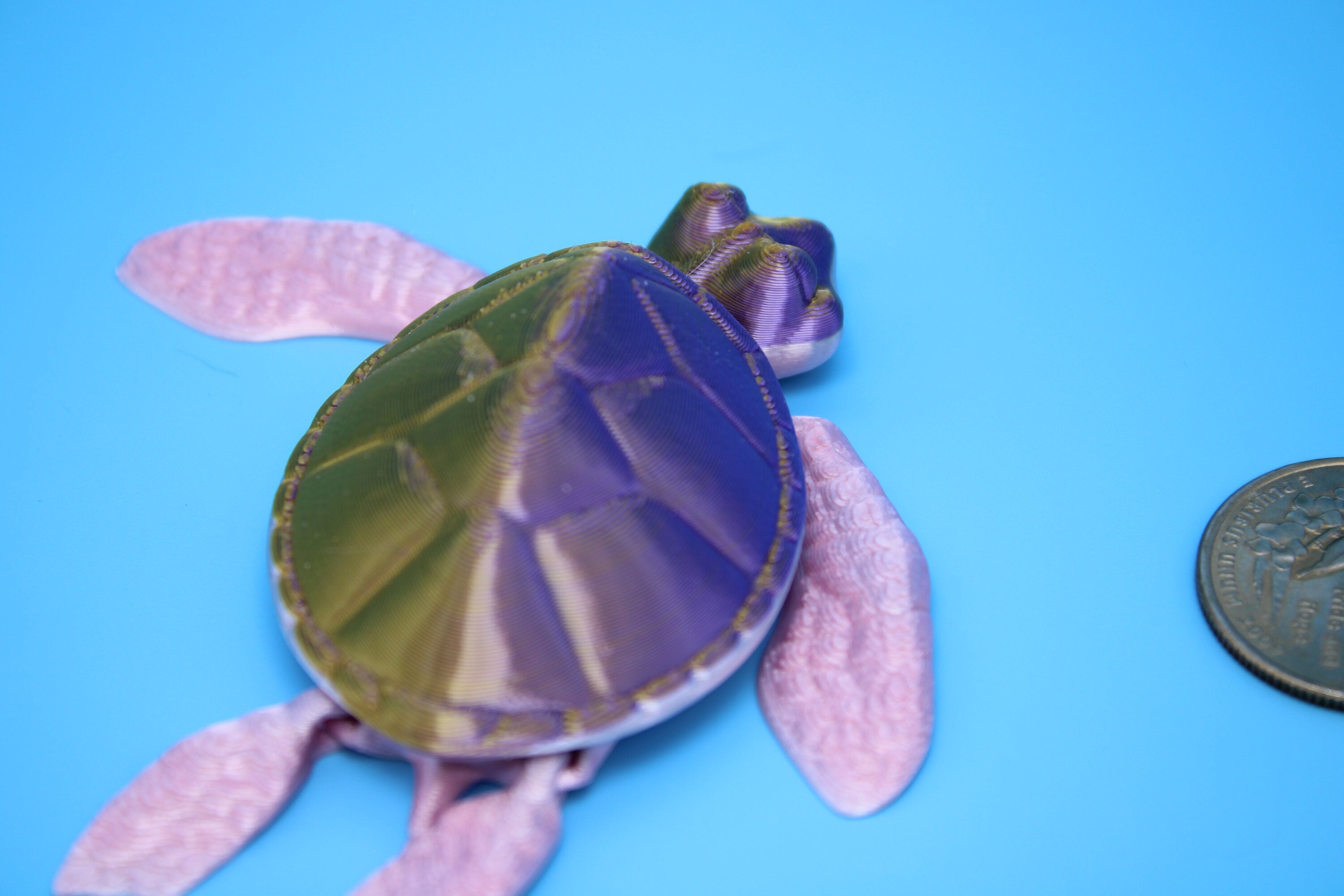 Turtle- Pink & Gold | Miniature | Cute Flexi Toy | Articulating Turtle | 3D printed