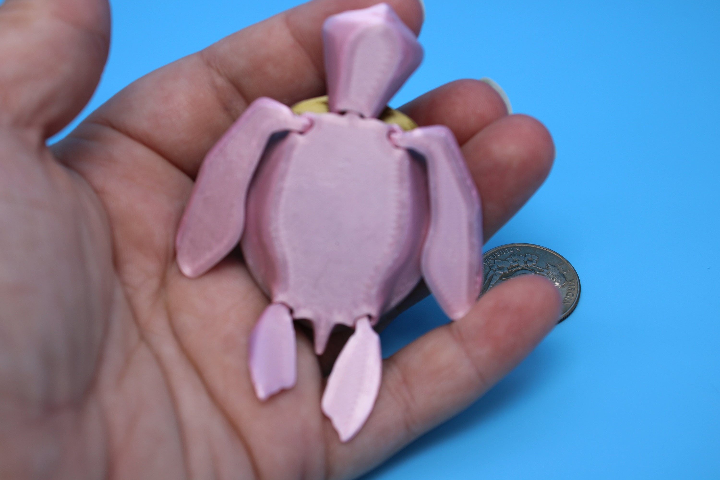 Turtle- Pink & Gold | Miniature | Cute Flexi Toy | Articulating Turtle | 3D printed