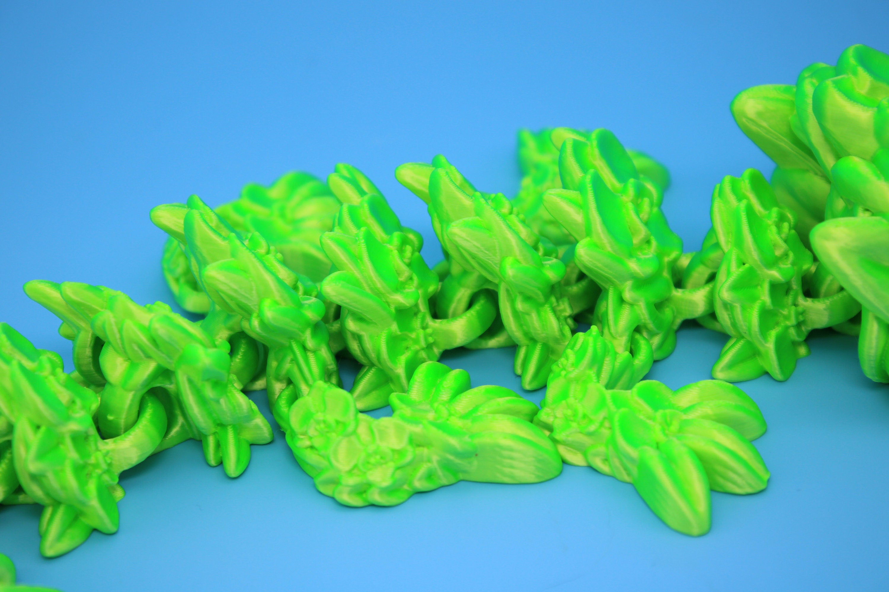 Baby Orchid Dragon- Green | 3D Printed | Flexi Toy | 12.5 in.