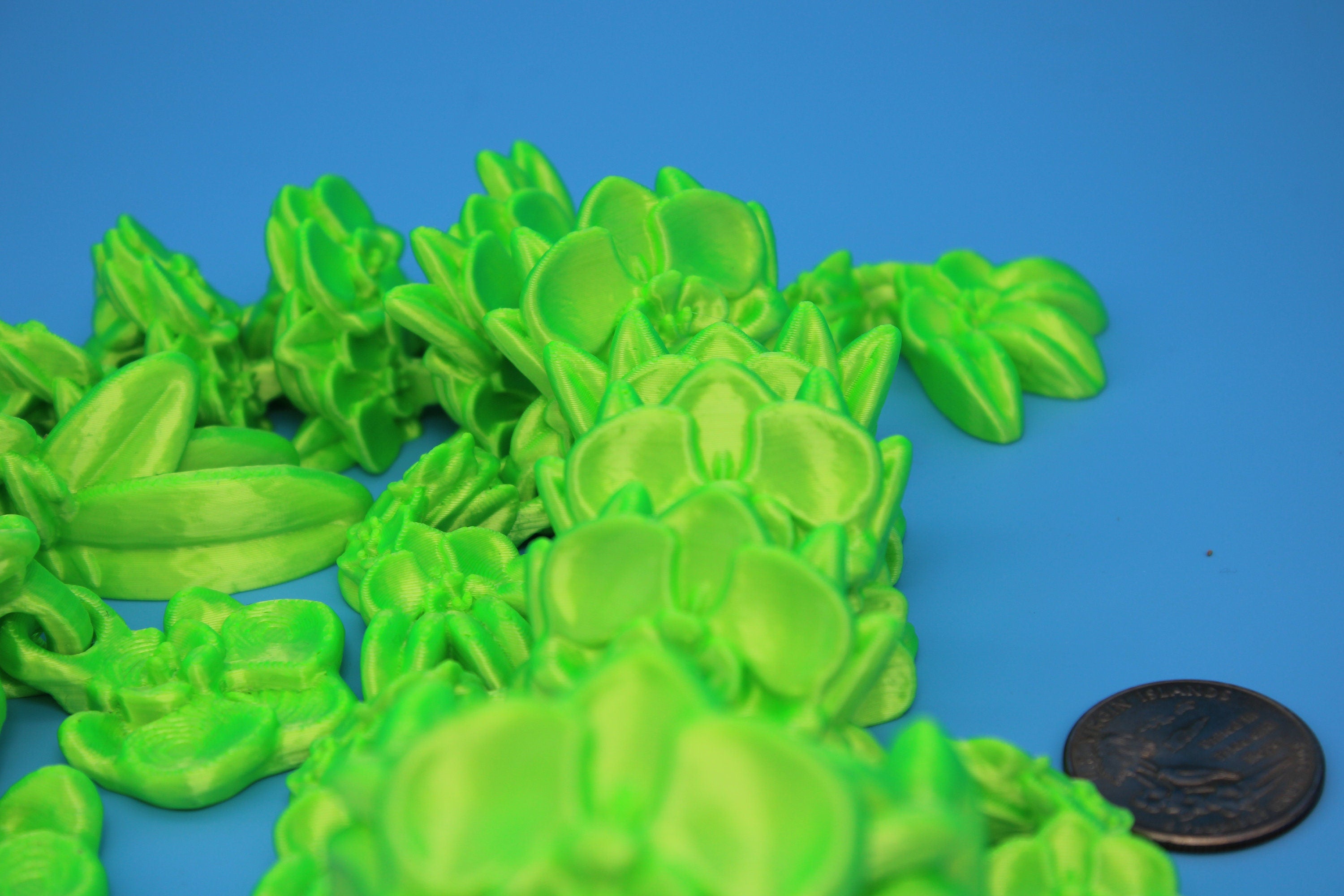 Baby Orchid Dragon- Green | 3D Printed | Flexi Toy | 12.5 in.