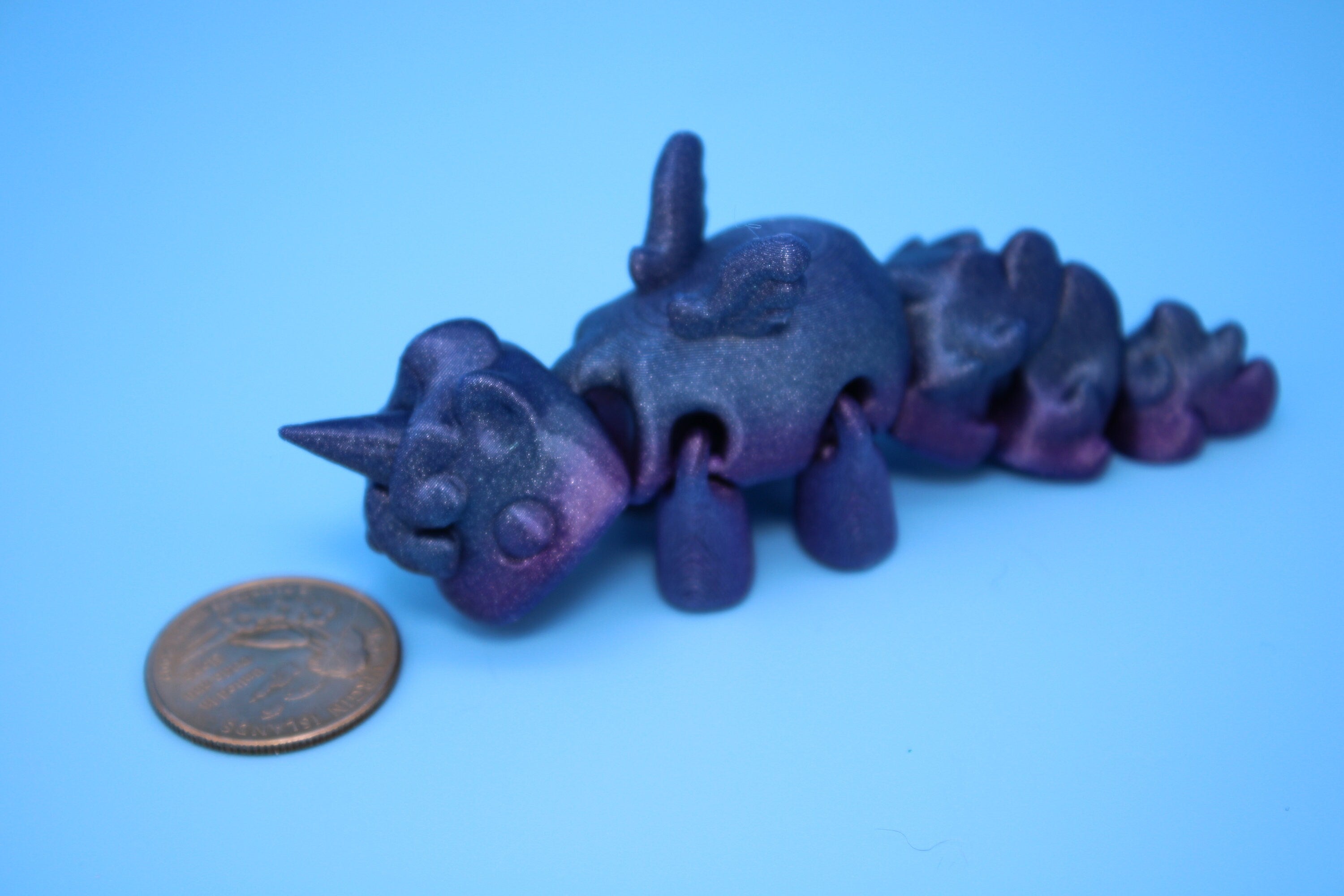 Unicorn with Wings- Blue & Purple | 3D Printed Miniature | Cute Unicorn | Sensory Toy | Fidget Toy.