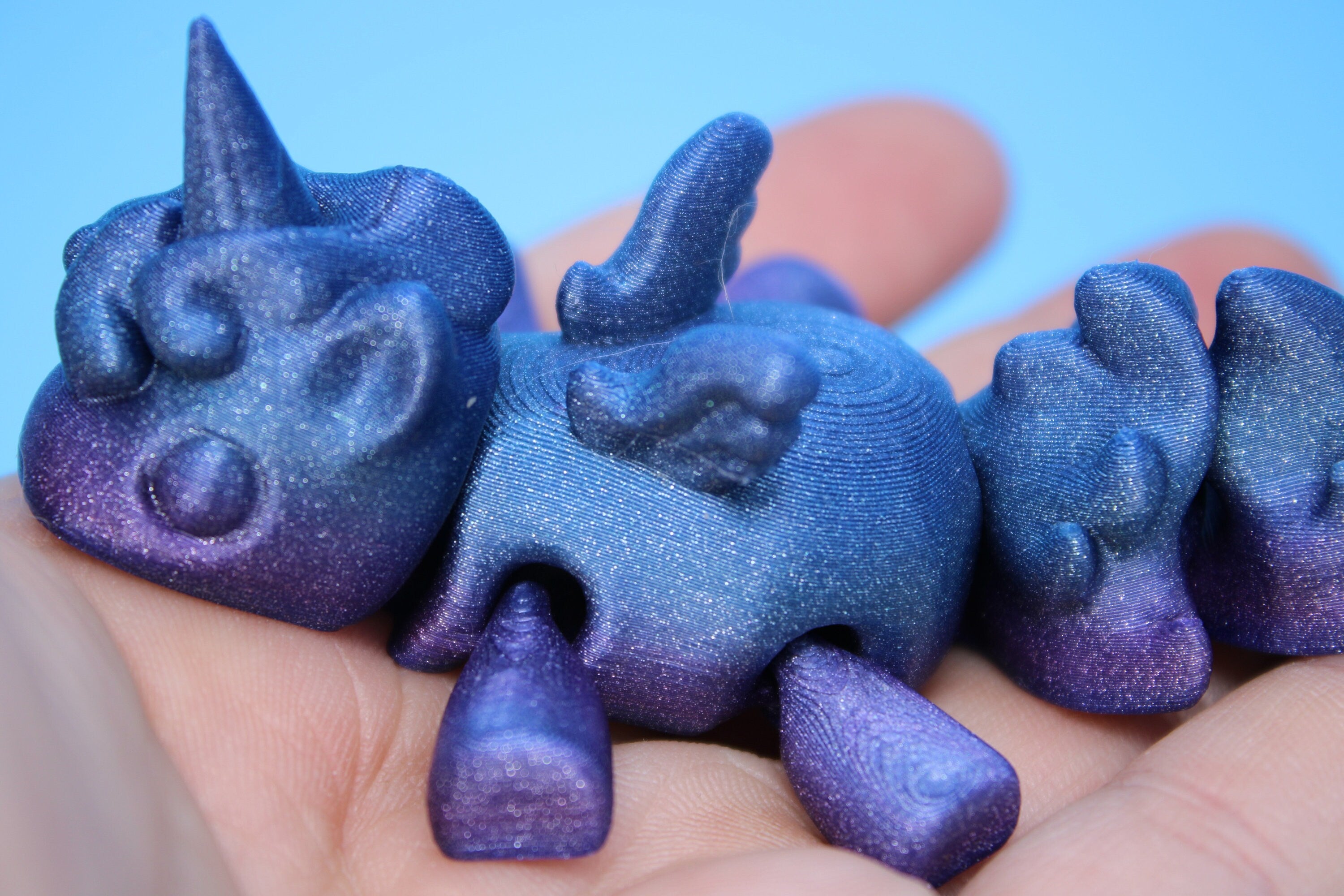 Unicorn with Wings- Blue & Purple | 3D Printed Miniature | Cute Unicorn | Sensory Toy | Fidget Toy.