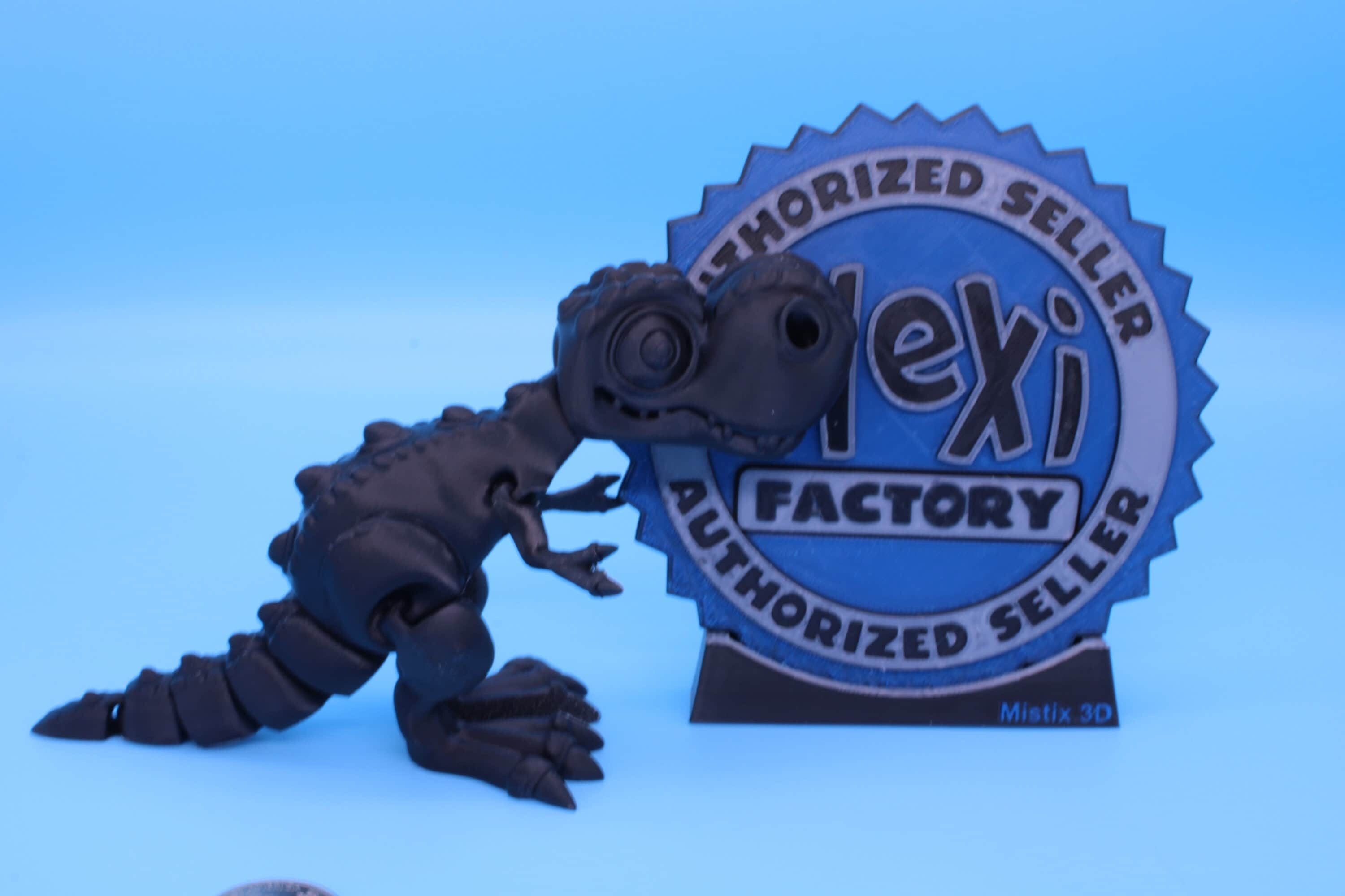 Articulating Black Flexi T-Rex Articulated 3D Printed. | Tyrannosaurus. | Super cute dinosaur. | Great fidget toy. Desk buddy. Sensory toy.