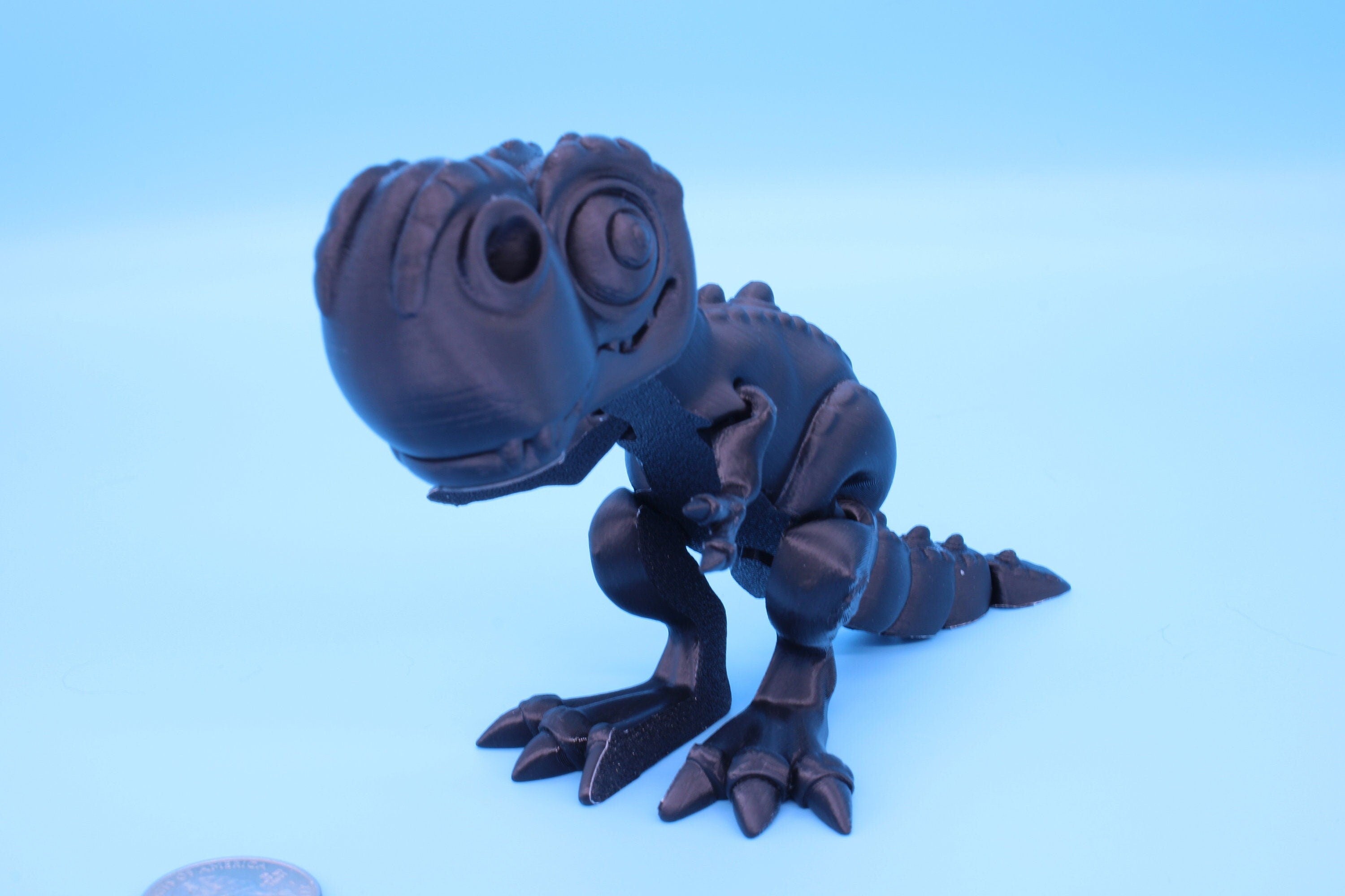 Articulating Black Flexi T-Rex Articulated 3D Printed. | Tyrannosaurus. | Super cute dinosaur. | Great fidget toy. Desk buddy. Sensory toy.