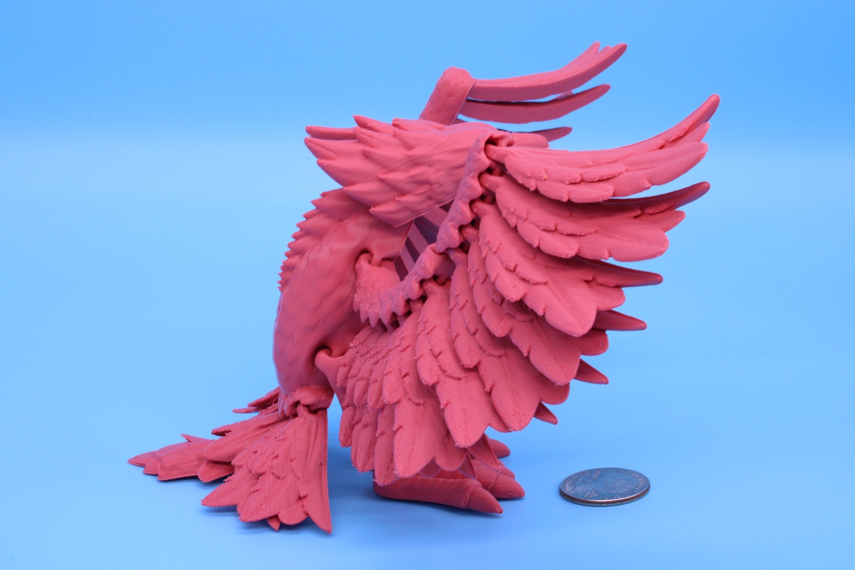 Cute Flexi Coral Phoenix. Unique 3D printed. Great Articulating fidget toy, desk, sensory toy. 4 inch Black, Pink, White