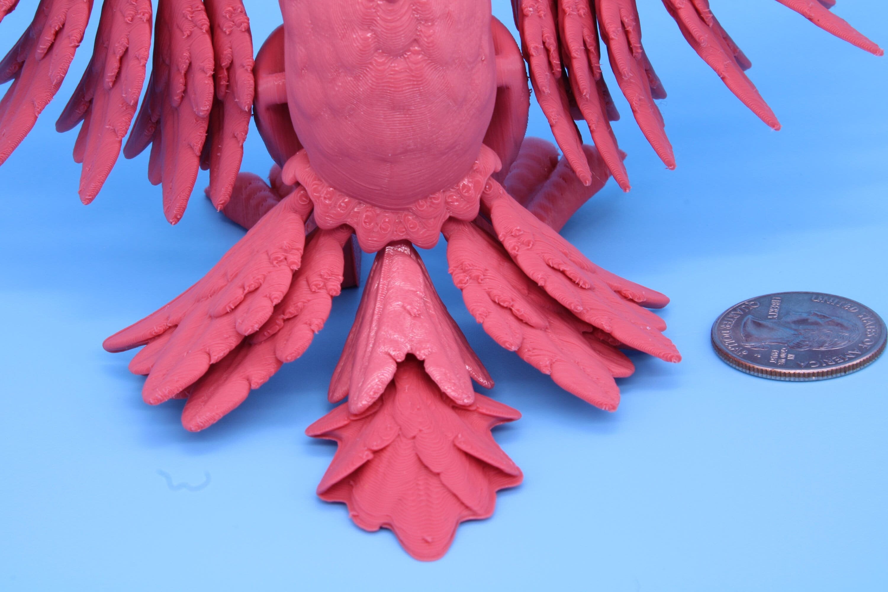 Cute Flexi Coral Phoenix. Unique 3D printed. Great Articulating fidget toy, desk, sensory toy. 4 inch Black, Pink, White