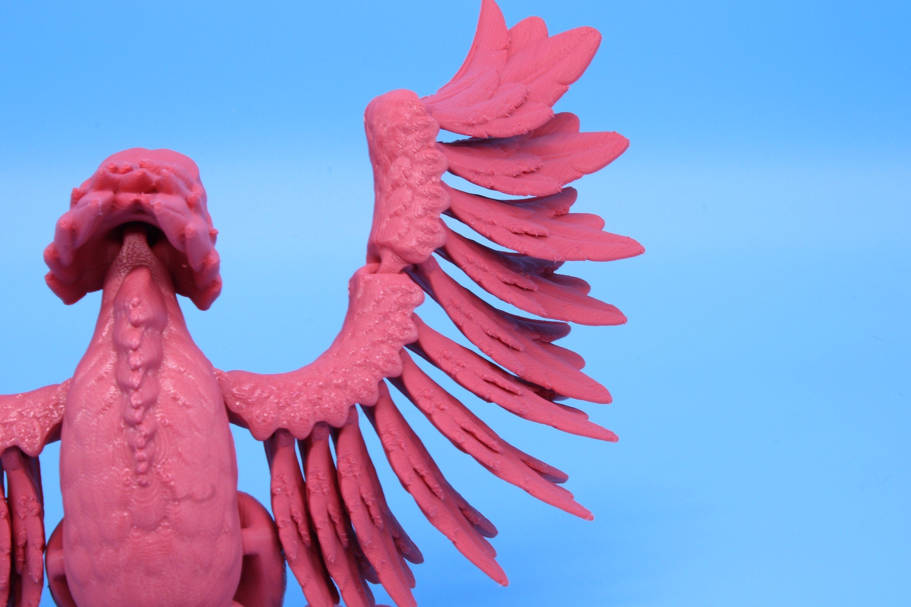 Cute Flexi Coral Phoenix. Unique 3D printed. Great Articulating fidget toy, desk, sensory toy. 4 inch Black, Pink, White