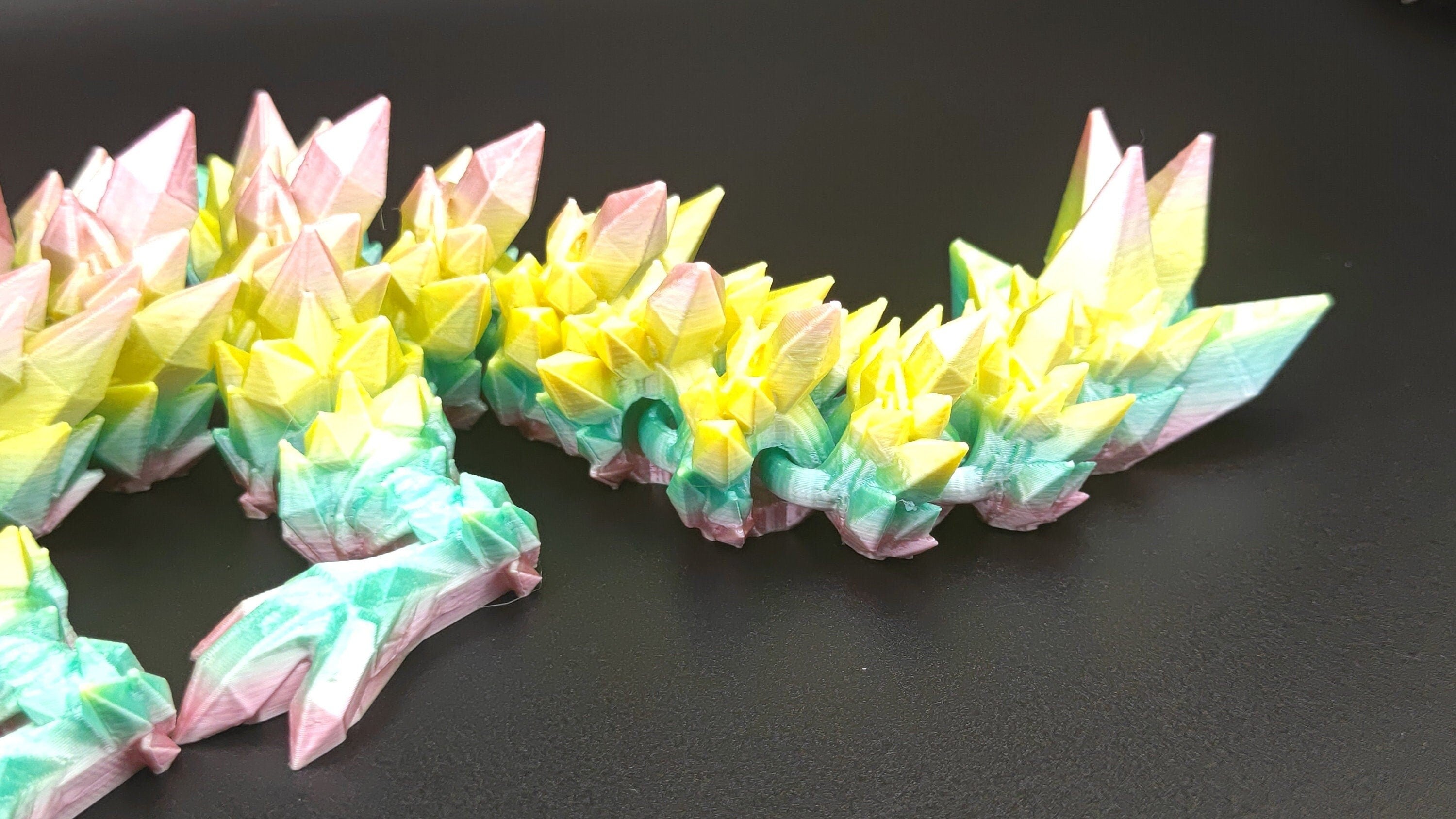 Crystal Baby Dragon | 3D Printed Crystal Dragon | 11.5 inches | Dragon friend | Adopt this dragon today (made) | Fidget Toy | Flexi Dragon.