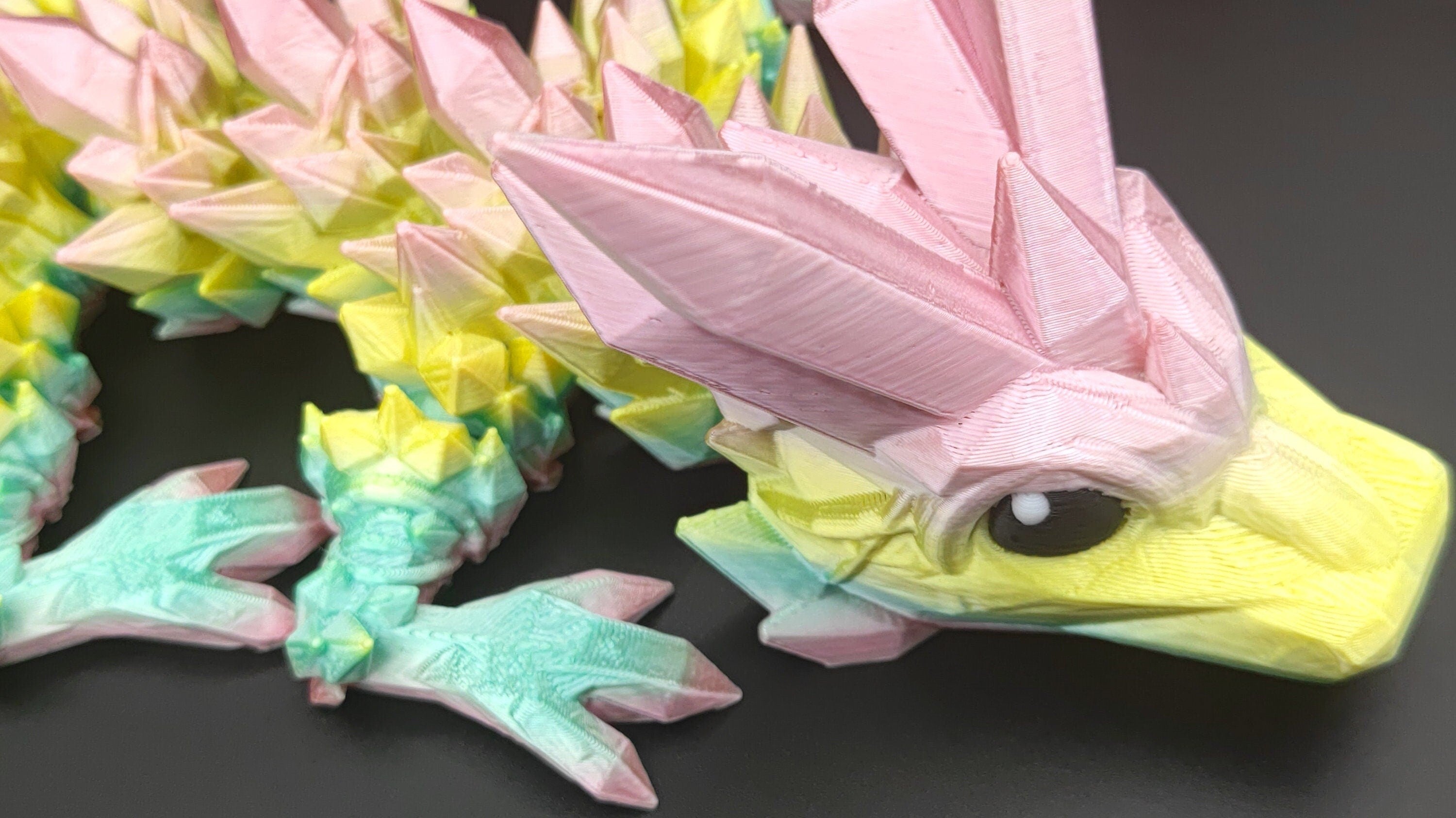 Crystal Baby Dragon | 3D Printed Crystal Dragon | 11.5 inches | Dragon friend | Adopt this dragon today (made) | Fidget Toy | Flexi Dragon.