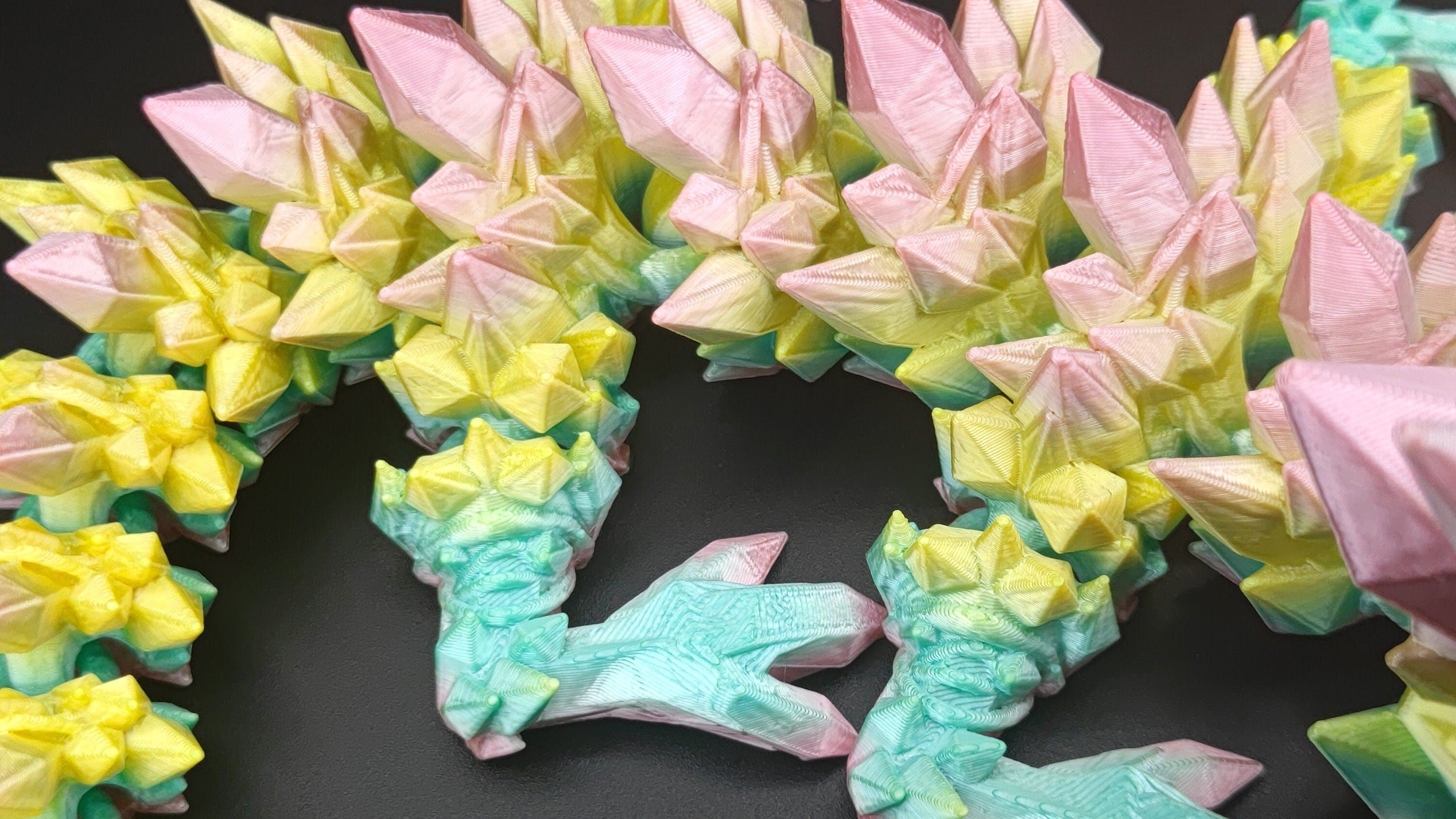 Crystal Baby Dragon | 3D Printed Crystal Dragon | 11.5 inches | Dragon friend | Adopt this dragon today (made) | Fidget Toy | Flexi Dragon.