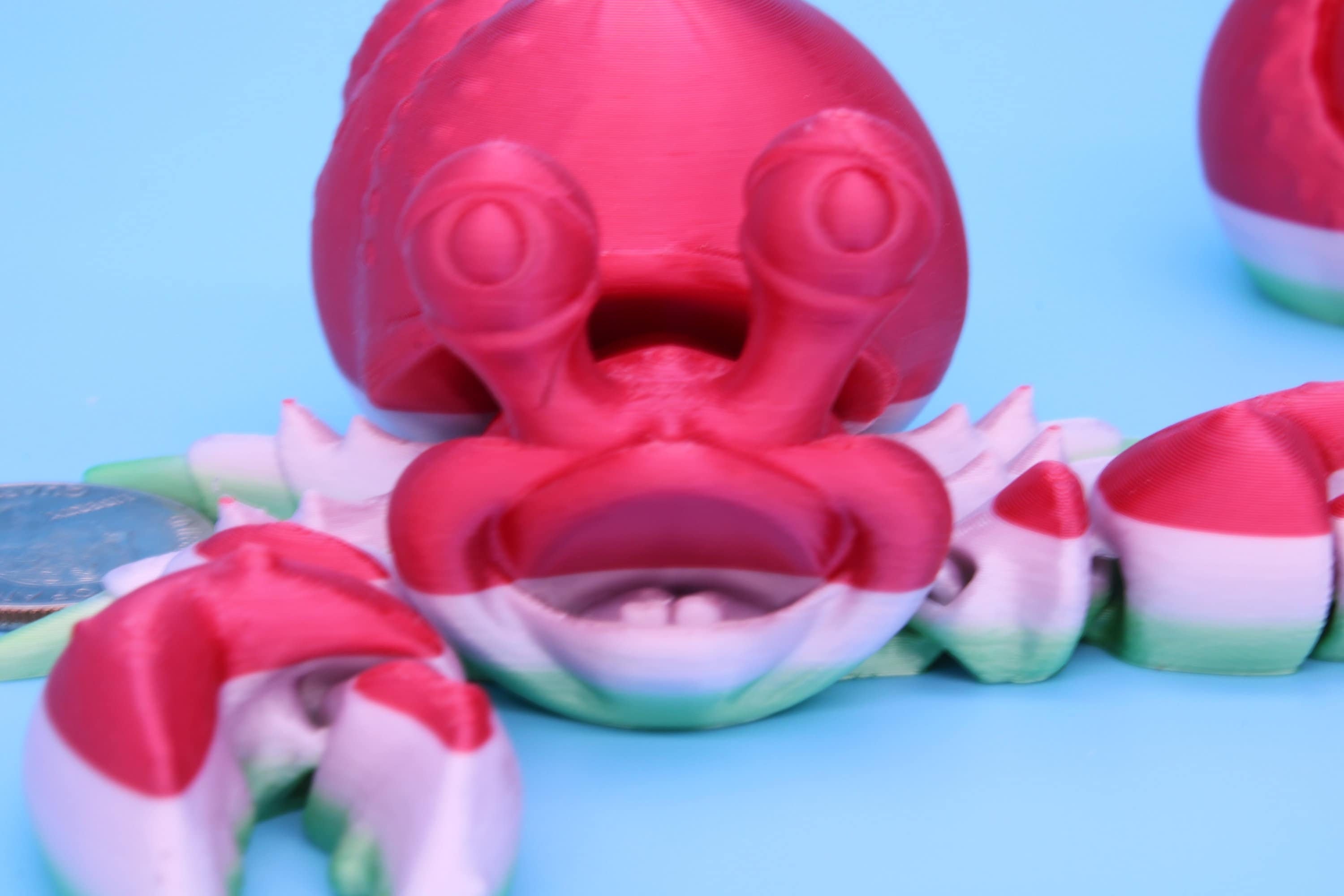 Articulating Multi Color Flexi Hermit Crab Mr. & Mrs. | 3D Printed. | Super cute, friendly crabs. | Great fidget toy, buddy, Sensory toy